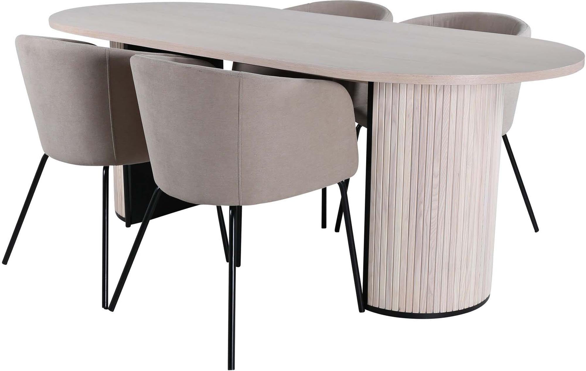 Bianca Esszimmerset + Berit 200cm/4St. in Weiss / Beige präsentiert im Onlineshop von KAQTU Design AG. Esszimmerset ist von Venture Home