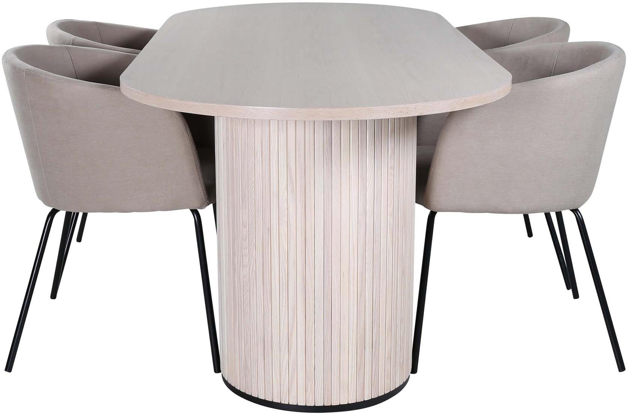 Bianca Esszimmerset + Berit 200cm/4St. in Weiss / Beige präsentiert im Onlineshop von KAQTU Design AG. Esszimmerset ist von Venture Home