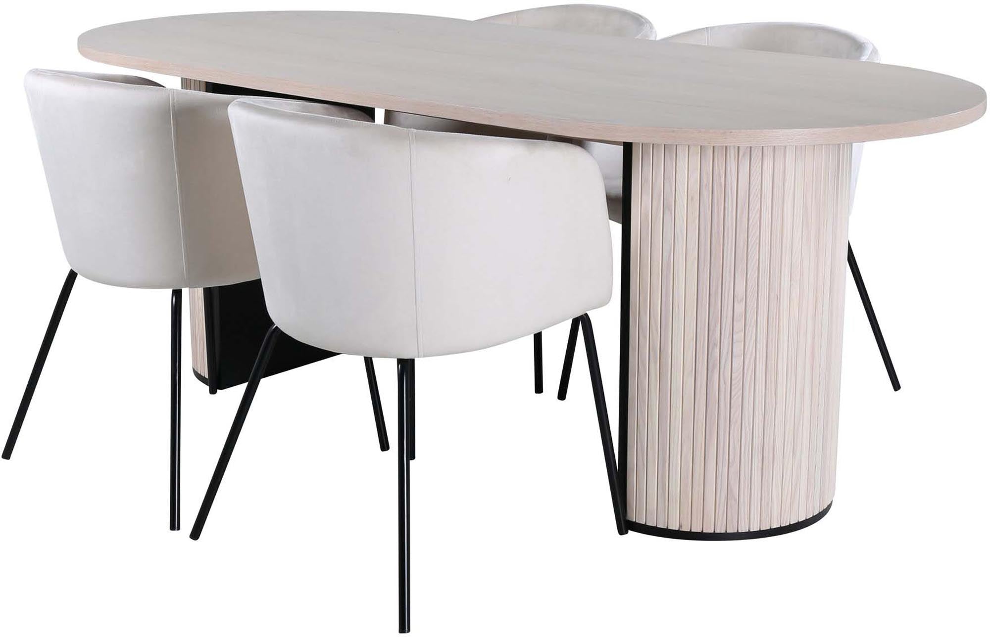 Bianca Esszimmerset + Berit 200cm/4St. in Weiss / Beige präsentiert im Onlineshop von KAQTU Design AG. Esszimmerset ist von Venture Home