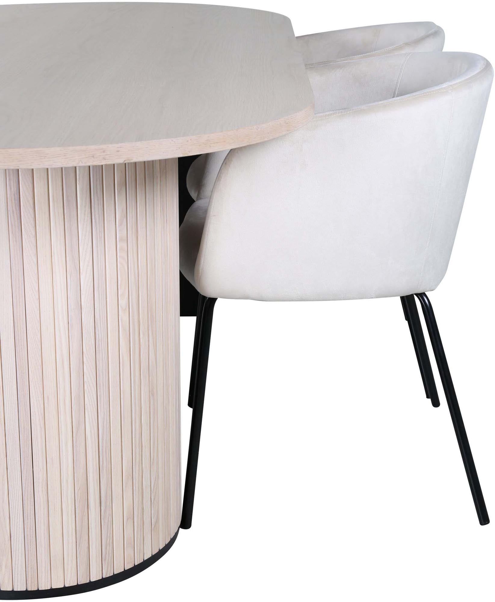 Elegantes Bianca Esszimmerset mit ovalem Tisch und komfortablen Berit Stühlen. Perfekt für moderne Esszimmer und gesellige Runden.