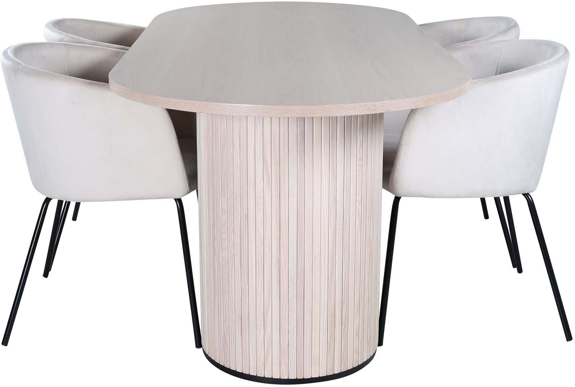 Bianca Esszimmerset + Berit 200cm/4St. in Weiss / Beige präsentiert im Onlineshop von KAQTU Design AG. Esszimmerset ist von Venture Home