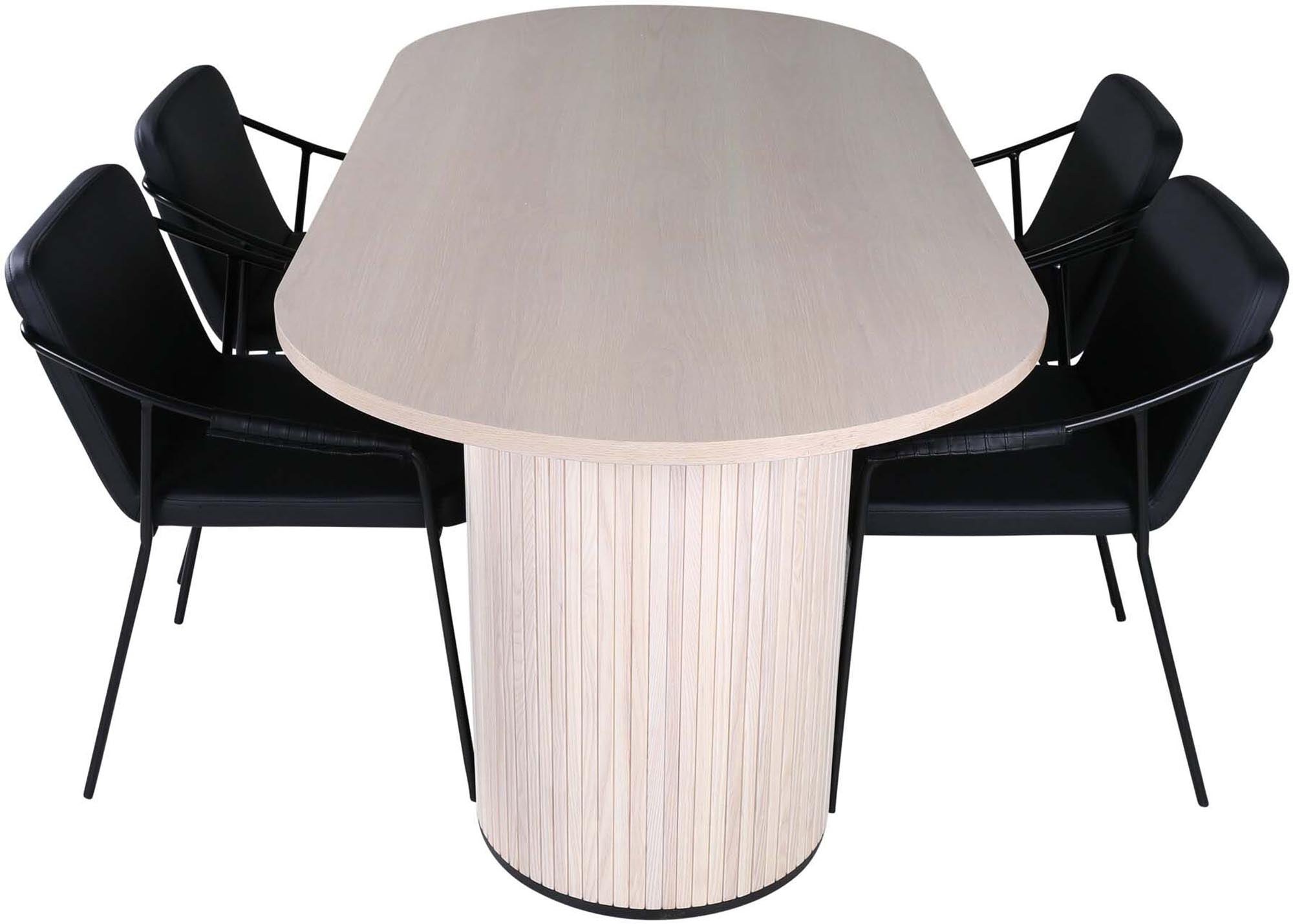 Gestalten Sie Ihr Zuhause mit dem Bianca Esszimmerset von Venture Home: eleganter ovaler Tisch und 4 komfortable Stühle für stilvolle Essmomente.