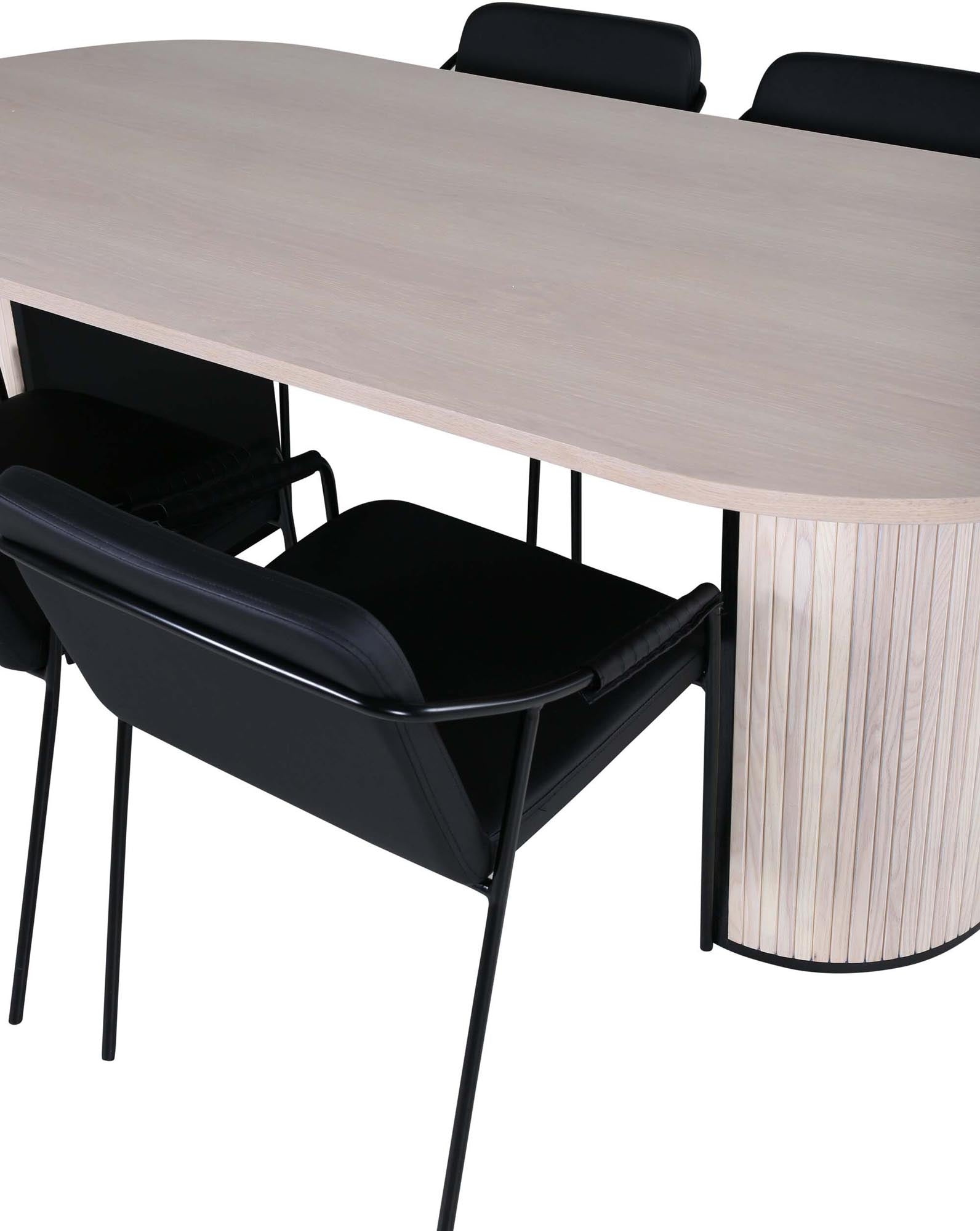 Elegantes Bianca Esszimmerset mit 200cm Tisch und 4 Stühlen von Venture.