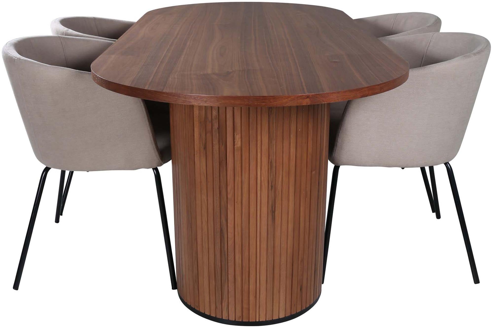 Elegantes Bianca Esszimmerset mit ovalem Tisch und luxuriösen Berit Stühlen. Perfekt für stilvolle Esszimmer und gesellige Runden.