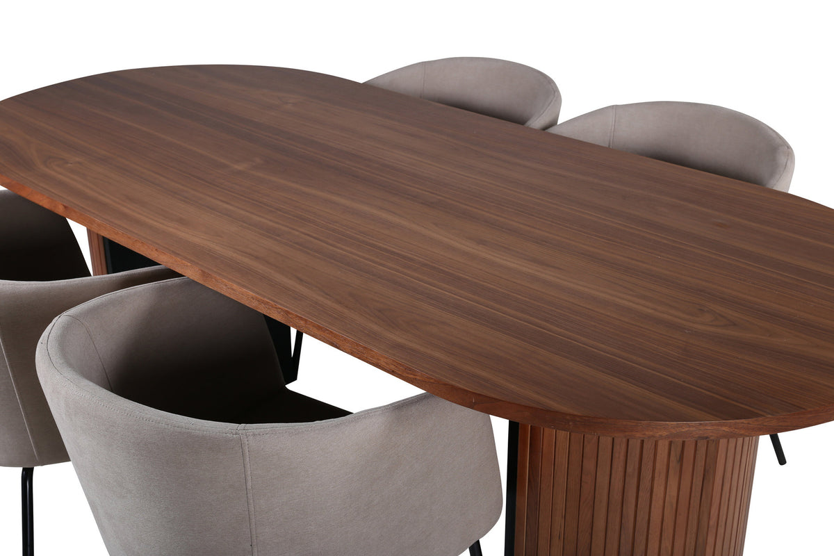 Bianca Esszimmerset + Berit 200cm/4St. in Walnuss / Schwarz präsentiert im Onlineshop von KAQTU Design AG. Esszimmerset ist von Venture Home