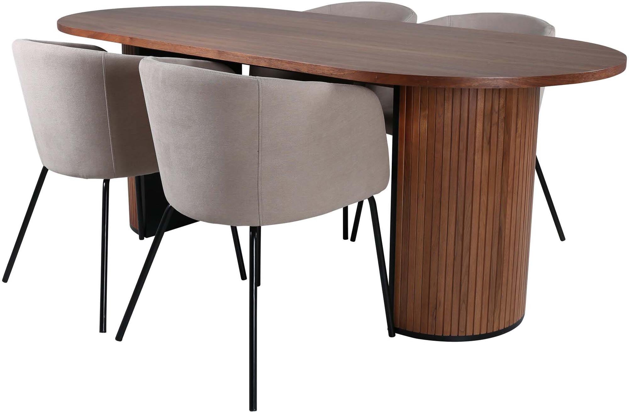 Bianca Esszimmerset + Berit 200cm/4St. in Walnuss / Schwarz präsentiert im Onlineshop von KAQTU Design AG. Esszimmerset ist von Venture Home