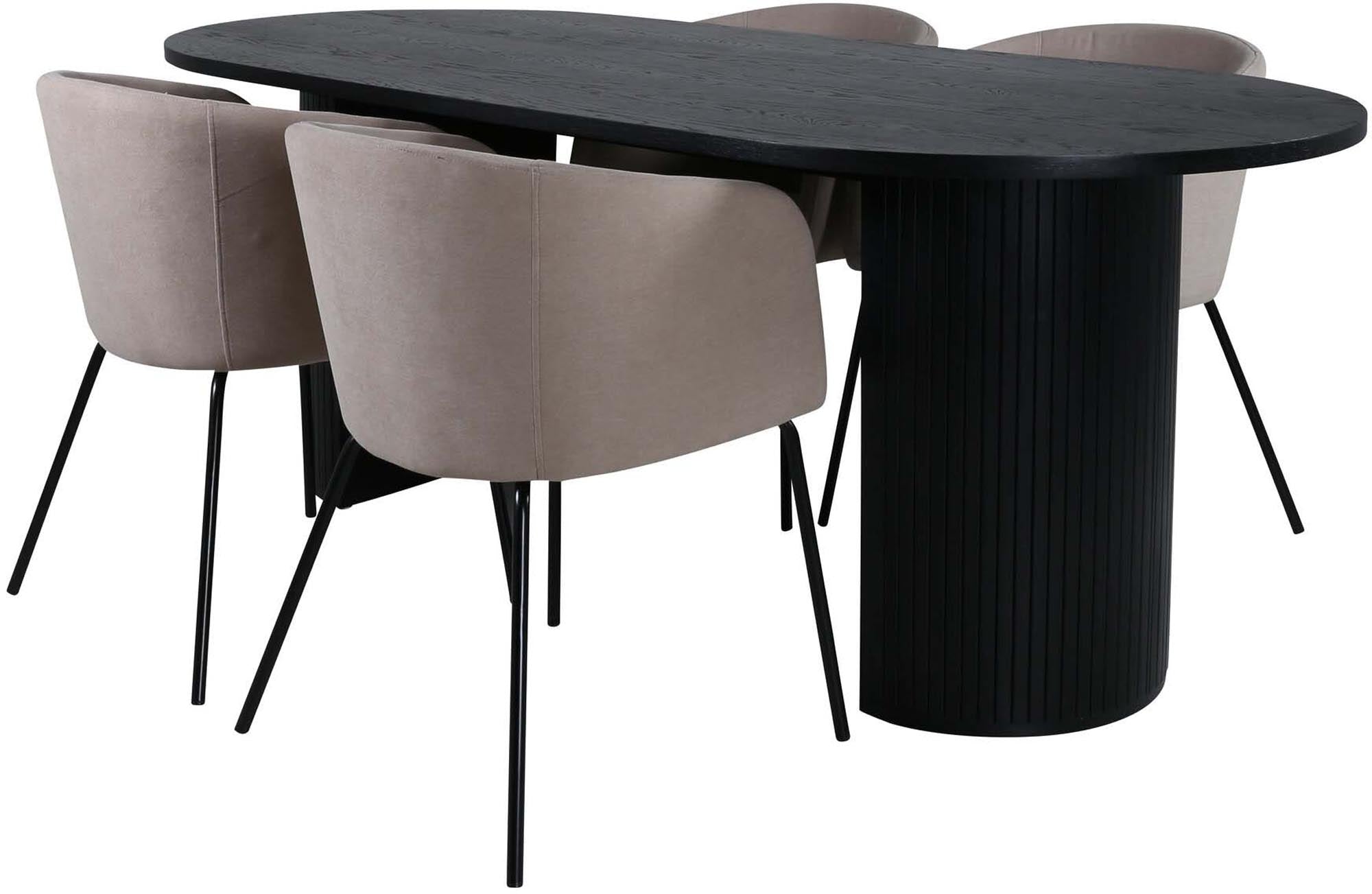 Bianca Esszimmerset + Berit 200cm/4St. in Schwarz präsentiert im Onlineshop von KAQTU Design AG. Esszimmerset ist von Venture Home