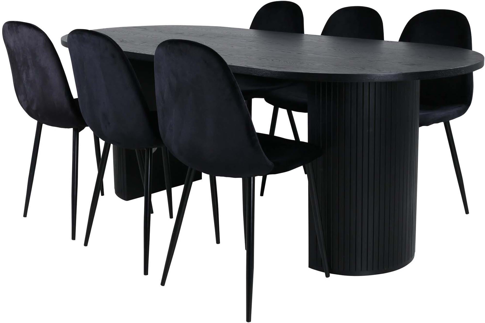 Elegantes Esszimmerset Bianca mit Tisch Polar 200cm und 6 Stühlen von Venture Home, ideal für stilvolle Essbereiche.