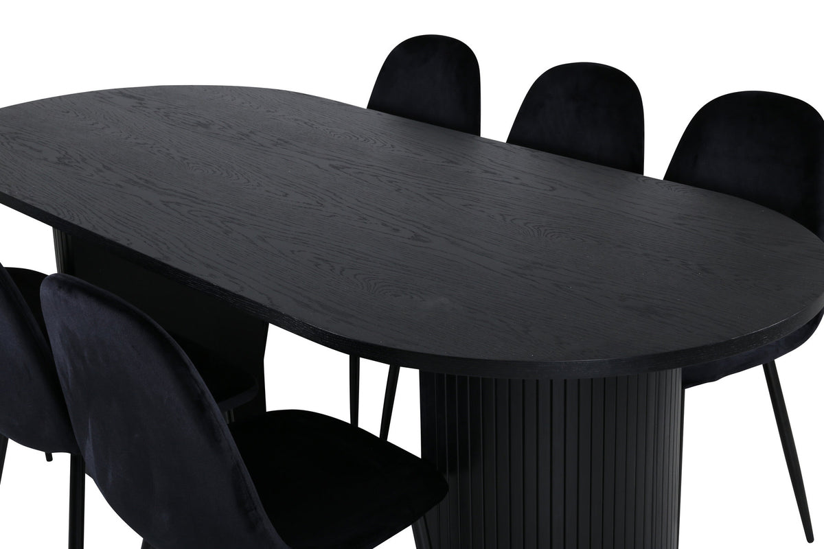 Bianca Esszimmerset + Polar 200cm/6St. in Schwarz präsentiert im Onlineshop von KAQTU Design AG. Esszimmerset ist von Venture Home