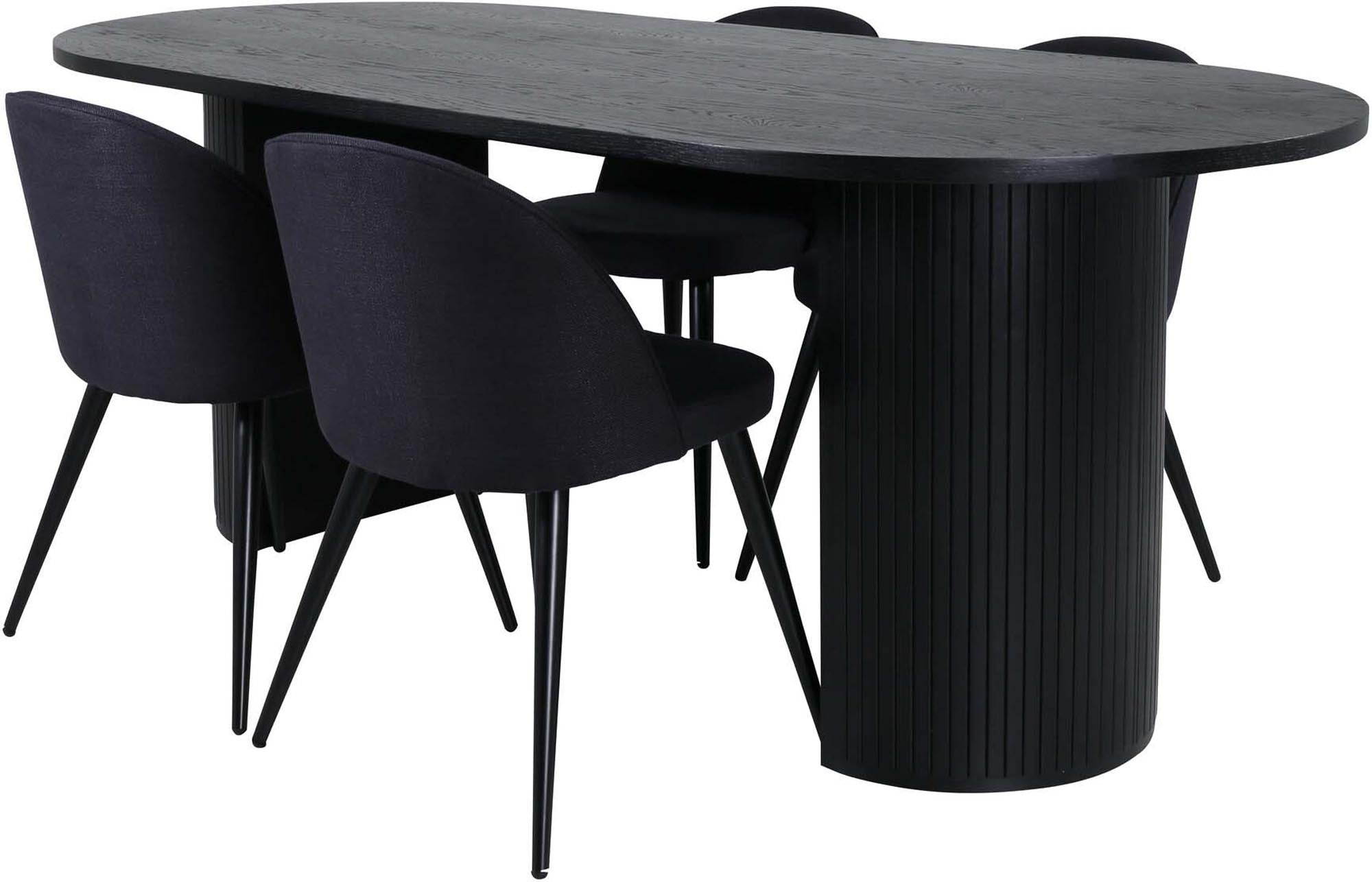 Bianca Esszimmerset + Velvet 200cm/4St. in Schwarz präsentiert im Onlineshop von KAQTU Design AG. Esszimmerset ist von Venture Home