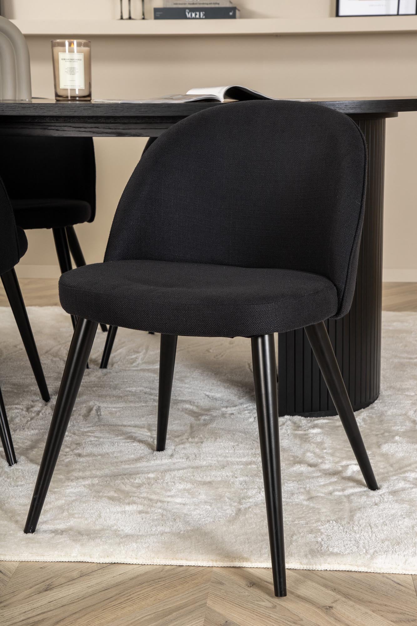 Elegantes Bianca Esszimmerset: 200cm Tisch mit 4 Samtstühlen.