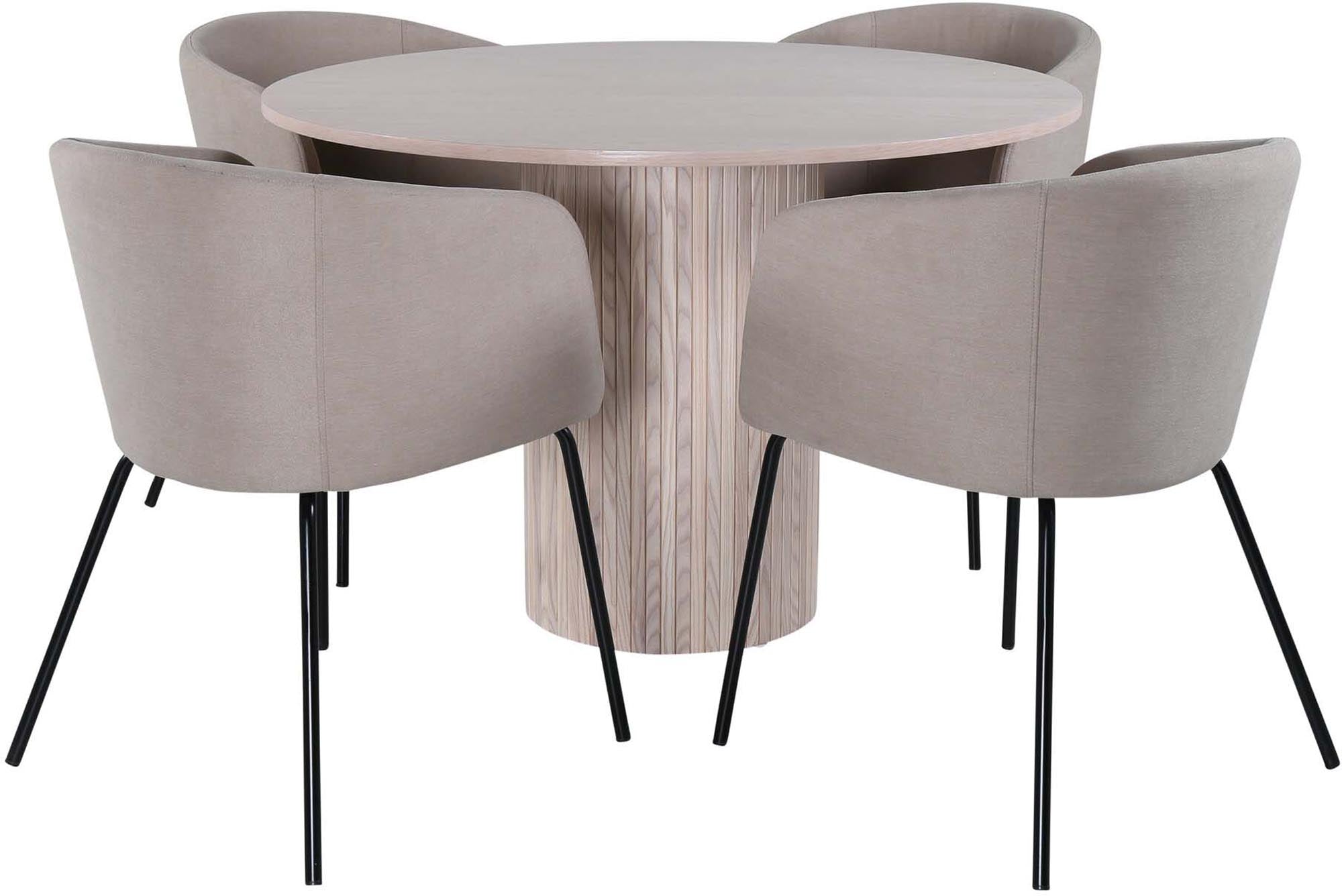 Bianca Esszimmerset + Berit ⌀110cm/4St. in Weiss / Beige präsentiert im Onlineshop von KAQTU Design AG. Esszimmerset ist von Venture Home