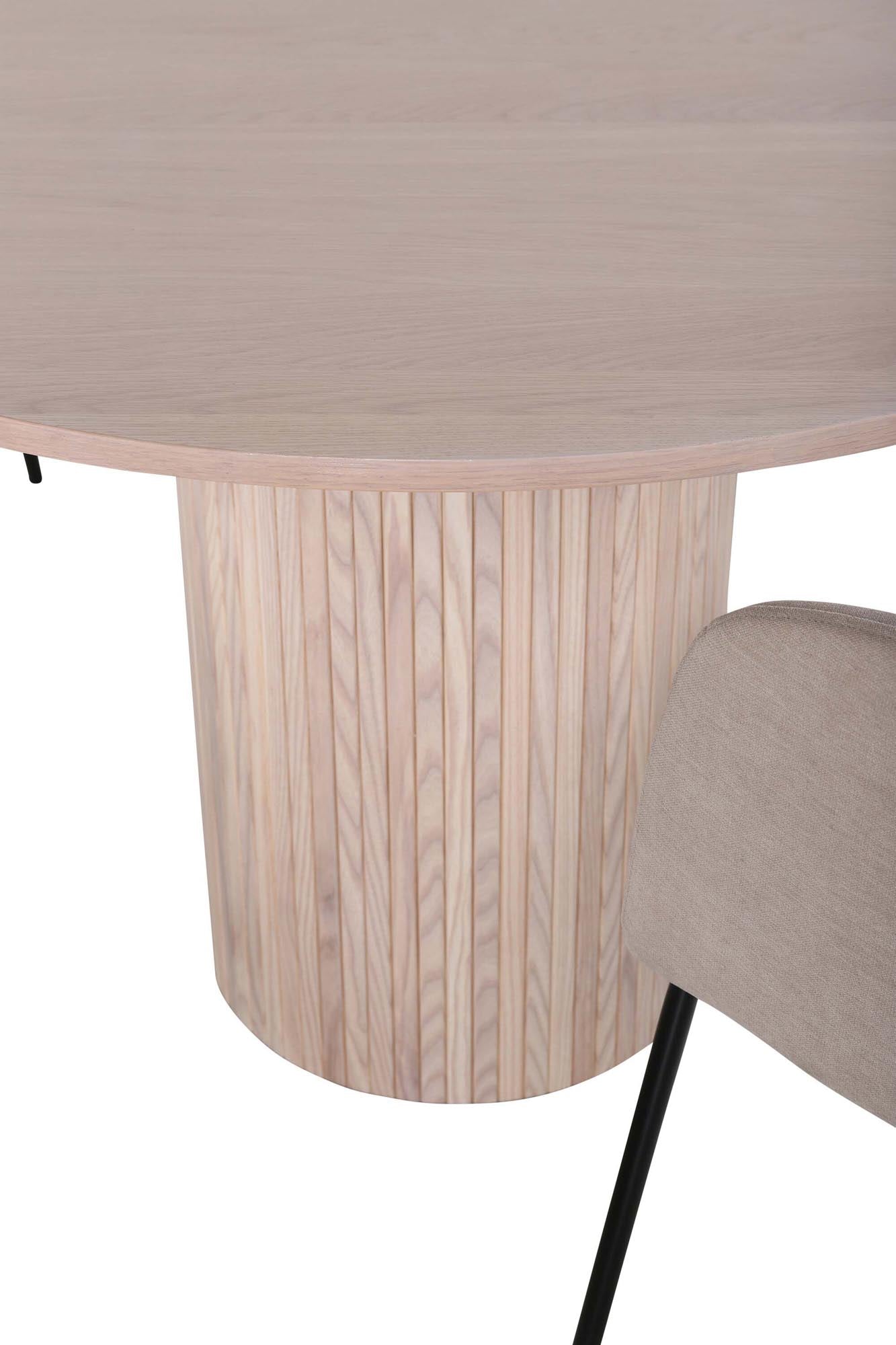 Bianca Esszimmerset: Eleganter runder Tisch mit 4 luxuriösen Samt-Stühlen, perfekt für gesellige Abende und stilvolle Dinner.