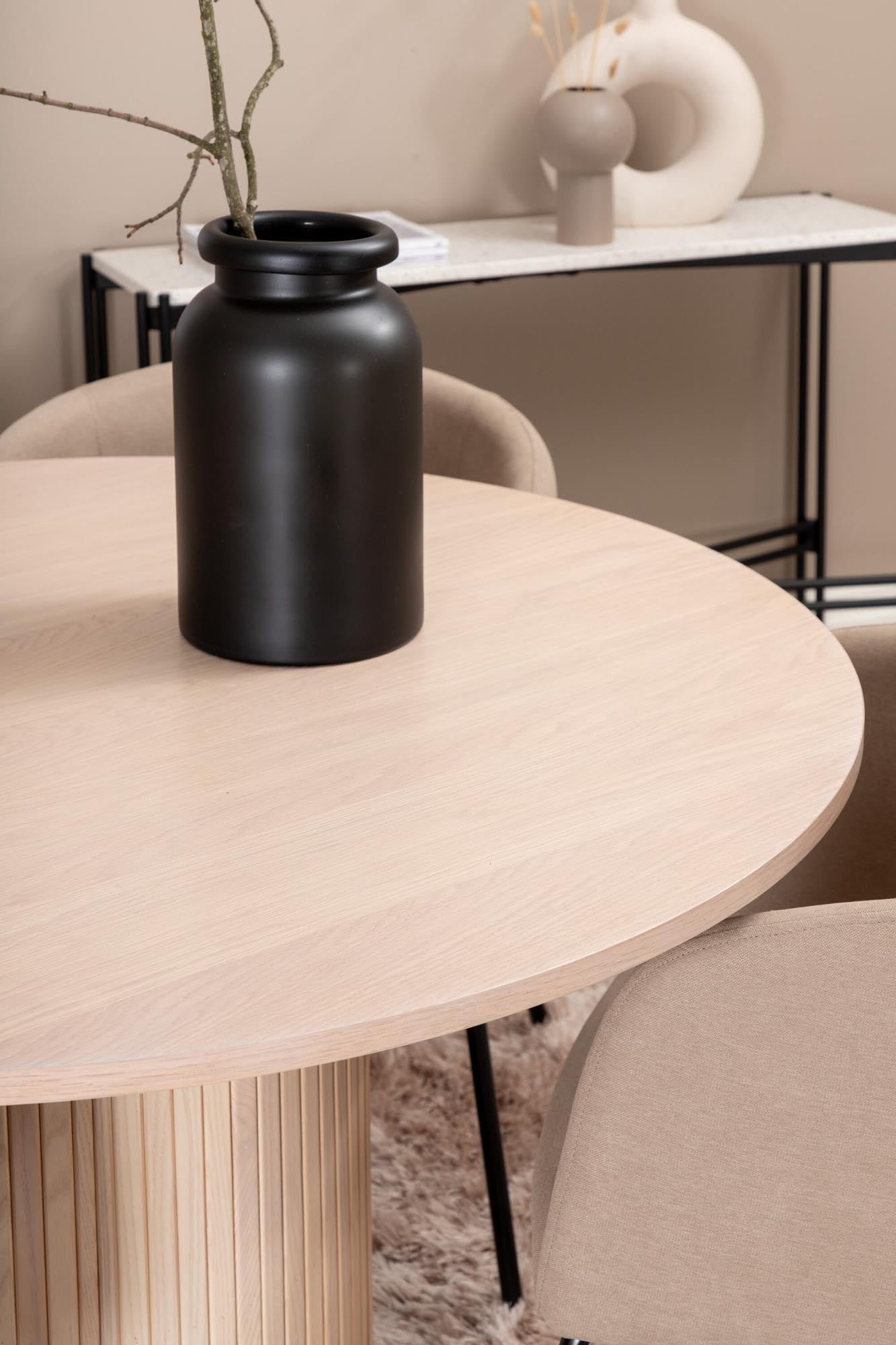 Bianca Esszimmerset + Berit ⌀110cm/4St. in Weiss / Beige präsentiert im Onlineshop von KAQTU Design AG. Esszimmerset ist von Venture Home