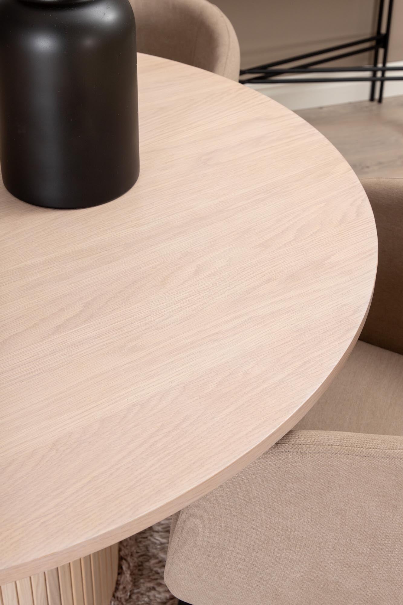 Bianca Esszimmerset + Berit ⌀110cm/4St. in Weiss / Beige präsentiert im Onlineshop von KAQTU Design AG. Esszimmerset ist von Venture Home