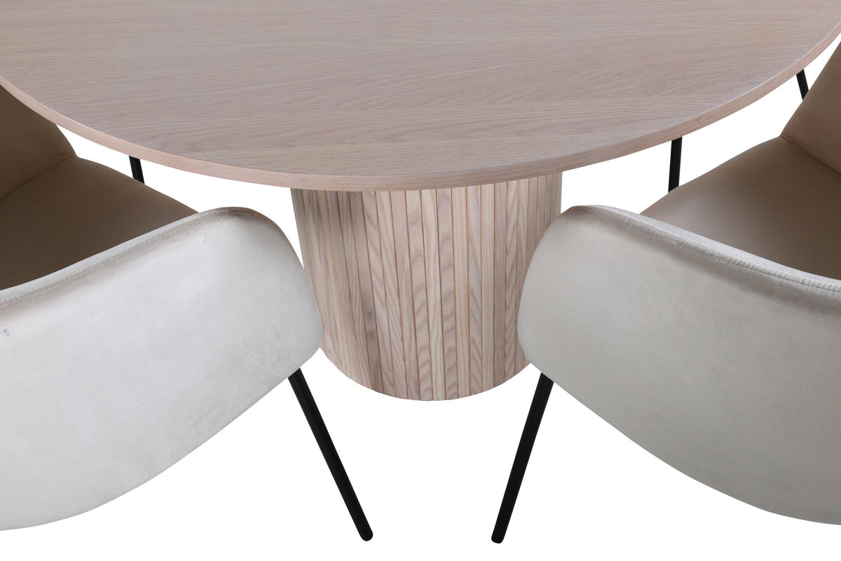 Bianca Esszimmerset + Berit ⌀110cm/4St. in Weiss / Beige präsentiert im Onlineshop von KAQTU Design AG. Esszimmerset ist von Venture Home