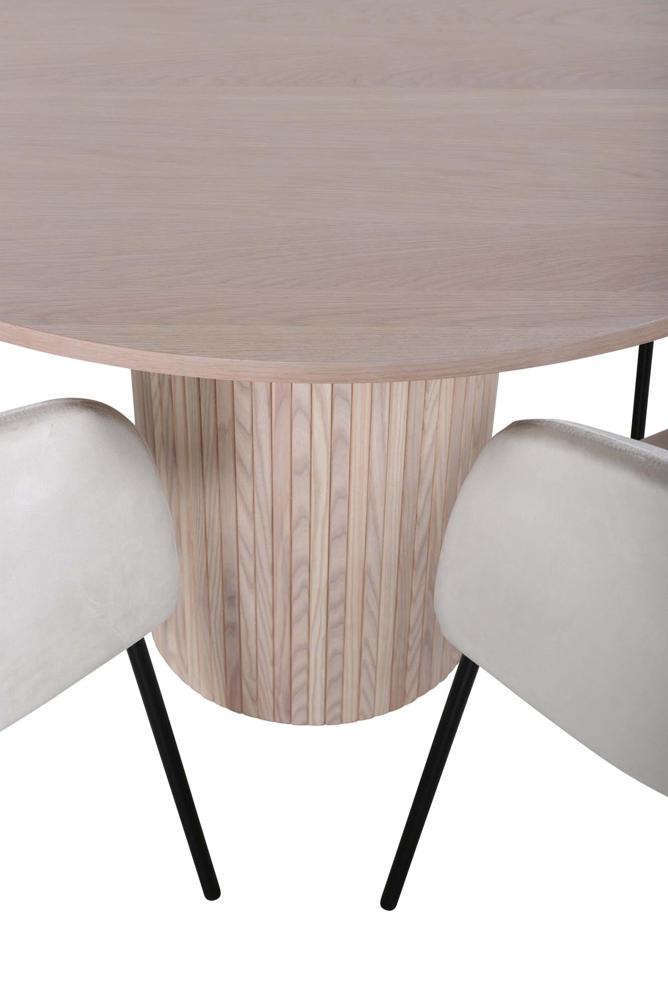 Bianca Esszimmerset + Berit ⌀110cm/4St. in Weiss / Beige präsentiert im Onlineshop von KAQTU Design AG. Esszimmerset ist von Venture Home