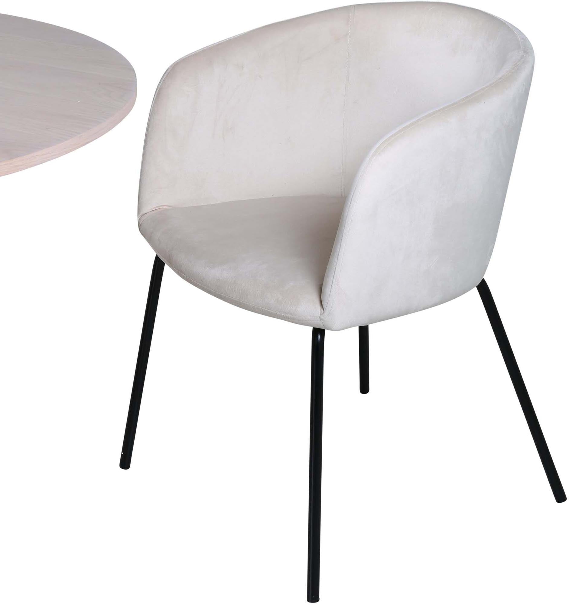 Bianca Esszimmerset + Berit ⌀110cm/4St. in Weiss / Beige präsentiert im Onlineshop von KAQTU Design AG. Esszimmerset ist von Venture Home
