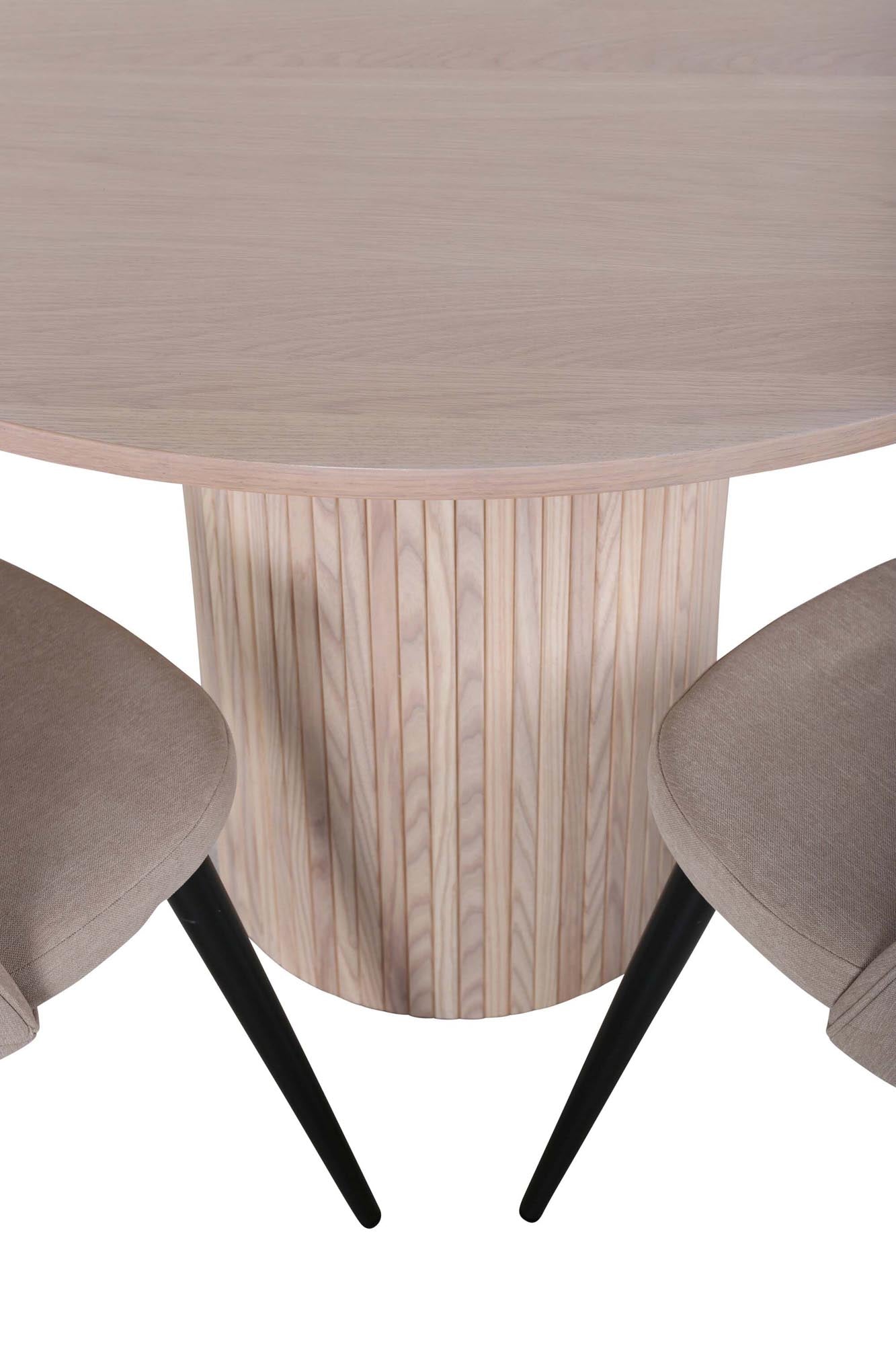 Stilvolles Bianca Esszimmerset: Runder Tisch mit 4 Samtstühlen.