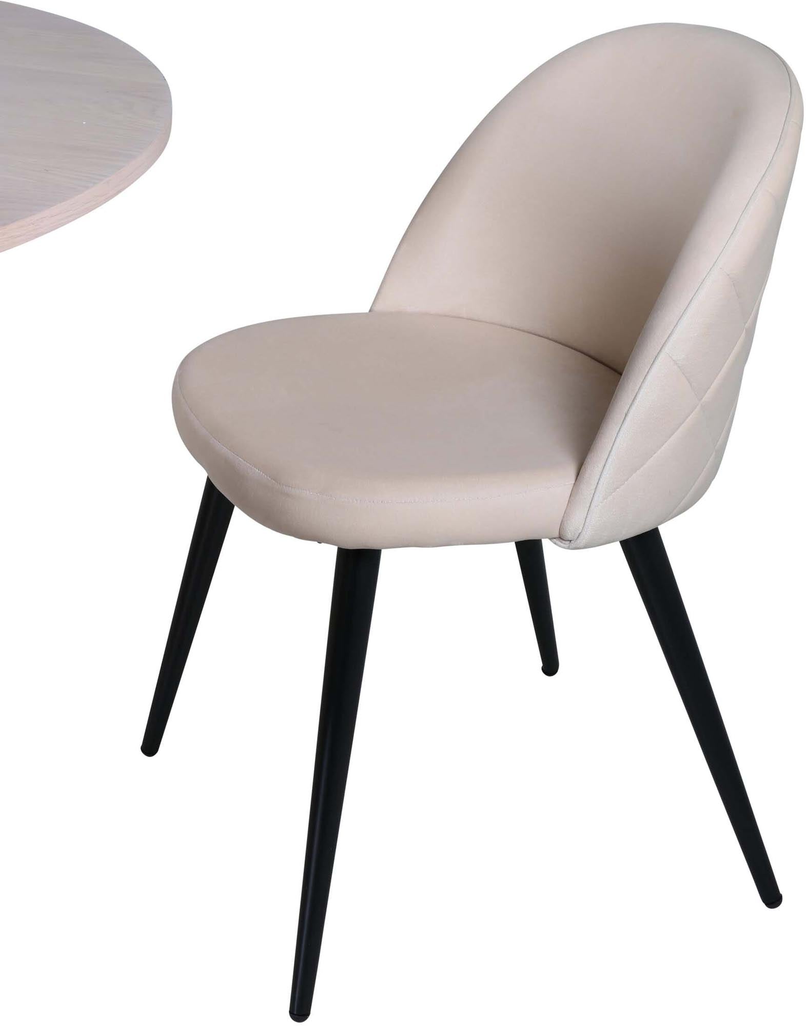 Elegantes Bianca Esszimmerset: Runder Tisch mit 4 Samtstühlen.