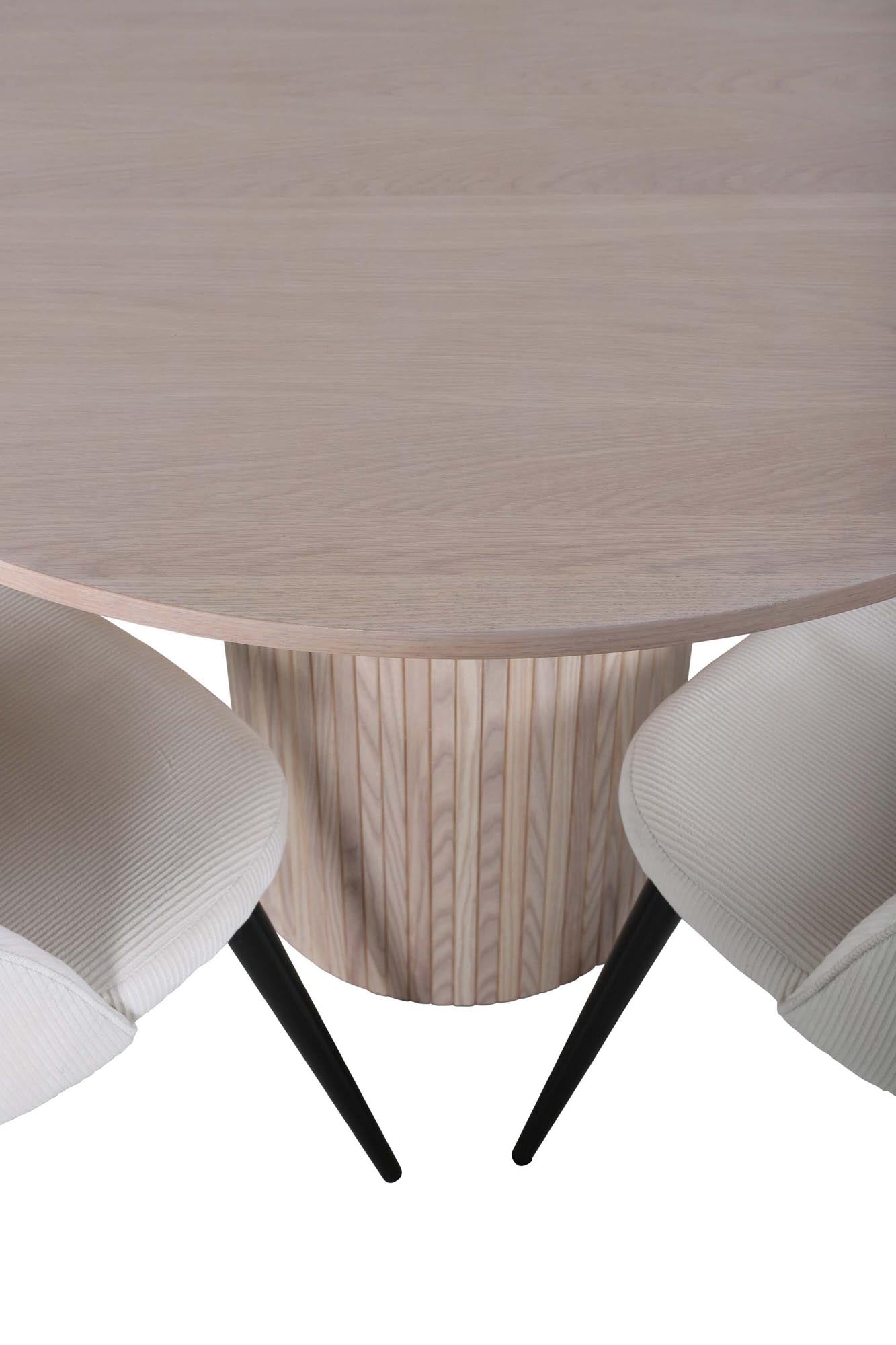 Bianca Esszimmerset + Velvet ⌀110cm/4St. in Weiss / Beige Velvet präsentiert im Onlineshop von KAQTU Design AG. Esszimmerset ist von Venture Home