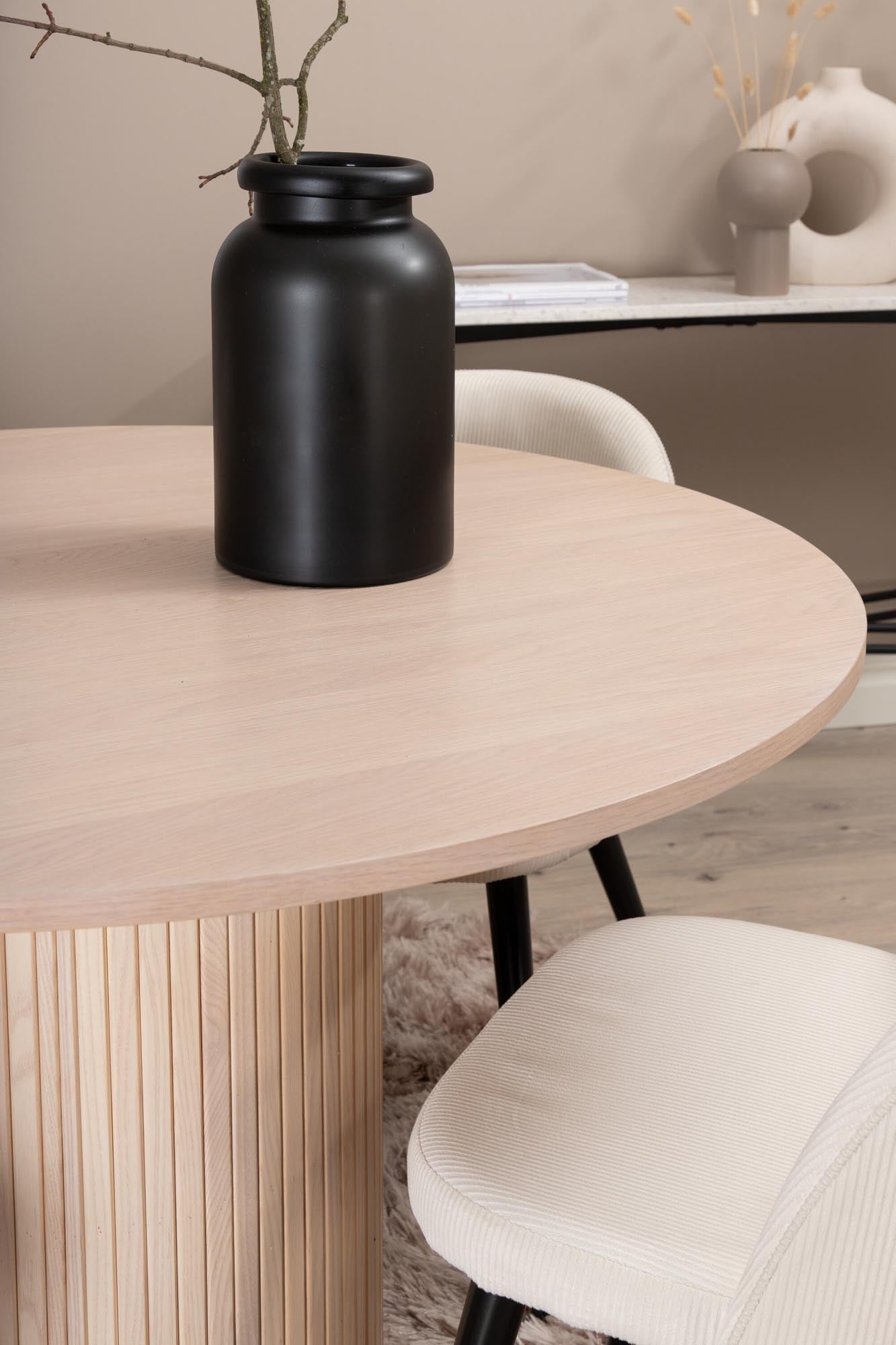 Bianca Esszimmerset + Velvet ⌀110cm/4St. in Weiss / Beige Velvet präsentiert im Onlineshop von KAQTU Design AG. Esszimmerset ist von Venture Home