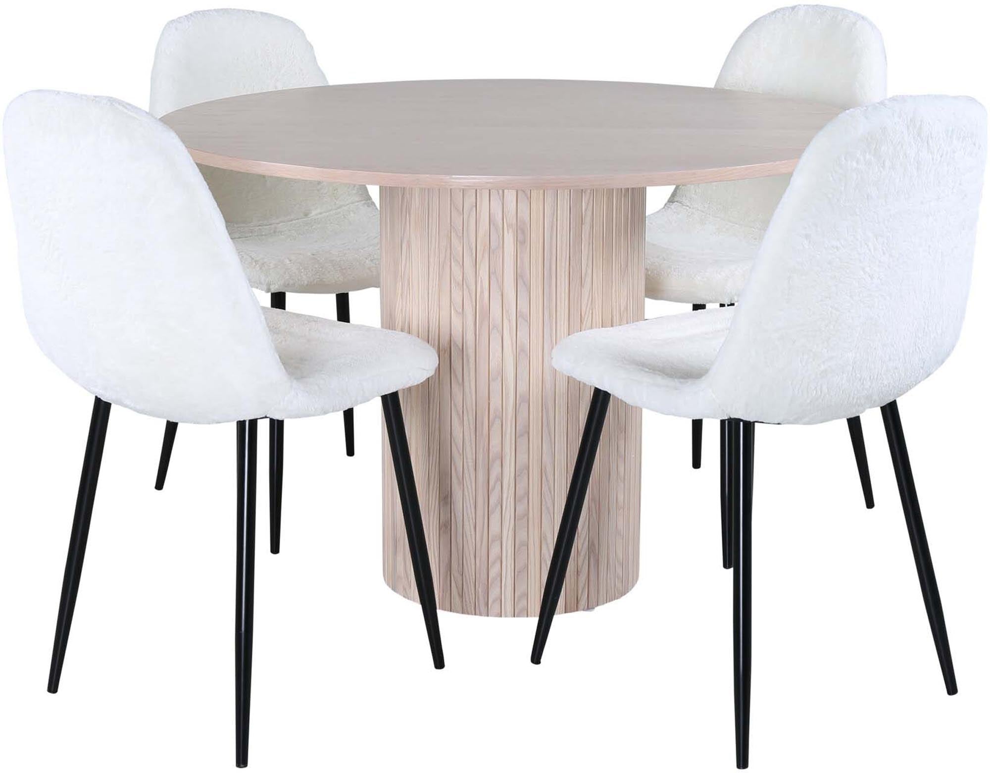 Bianca Esszimmerset + Polar ⌀110cm/4St. in Weiss / Weiss präsentiert im Onlineshop von KAQTU Design AG. Esszimmerset ist von Venture Home