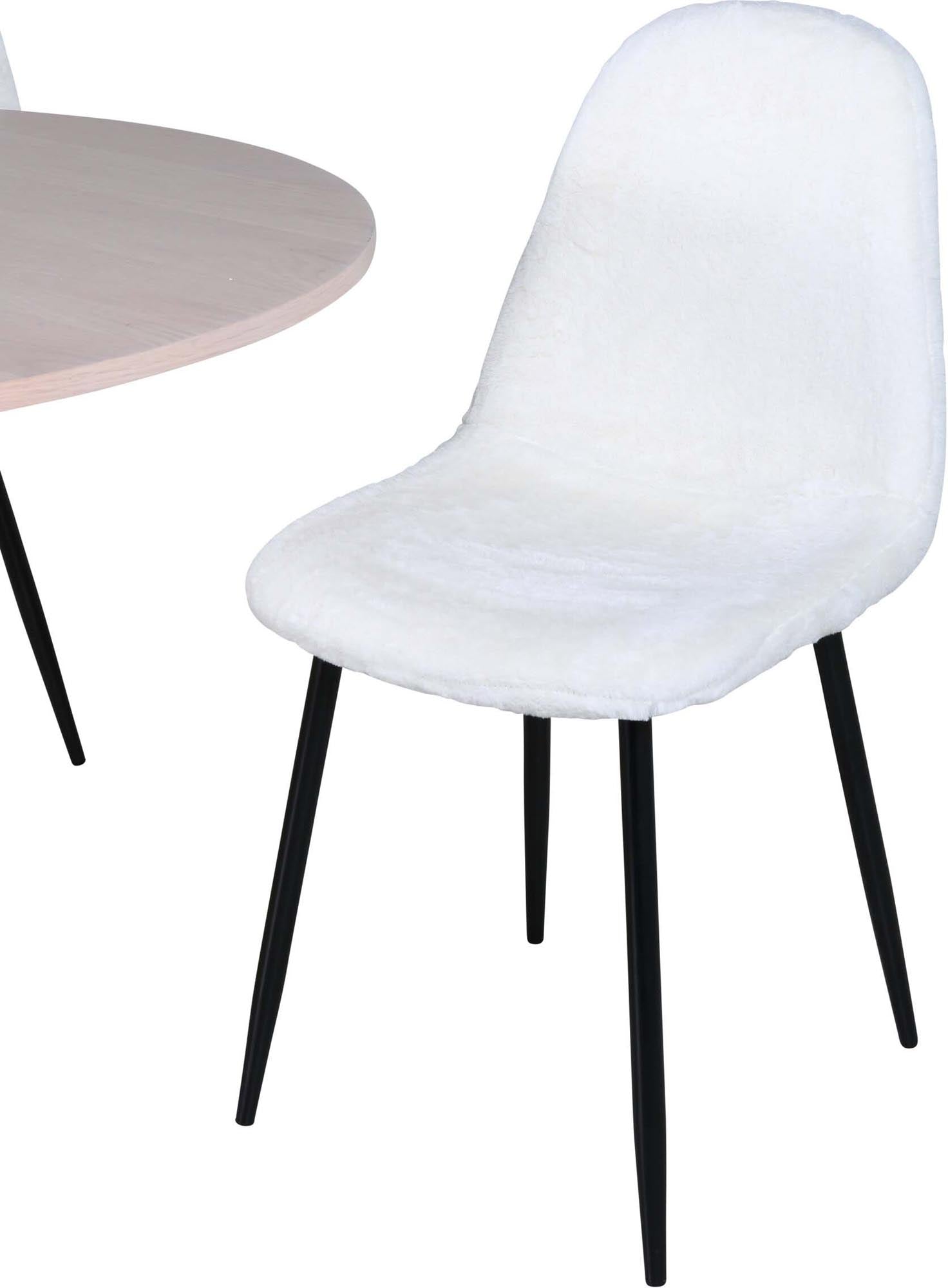 Elegantes Bianca Esszimmerset: Runder Tisch mit 4 Stühlen, modern.