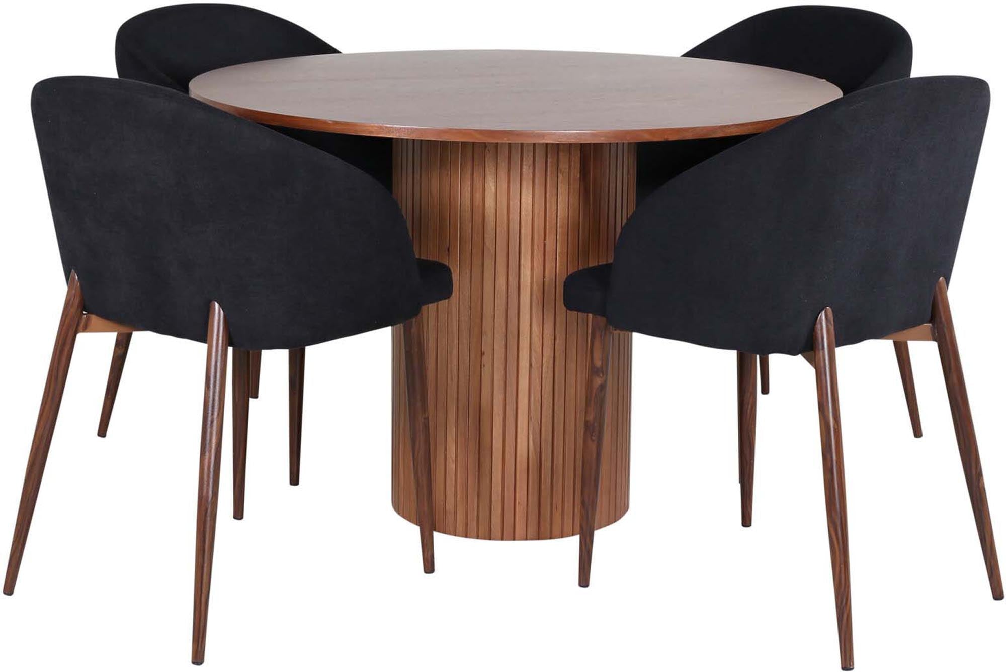 Bianca Esszimmerset + Arch ⌀110cm/4St. in Schwarze Walnuss präsentiert im Onlineshop von KAQTU Design AG. Esszimmerset ist von Venture Home