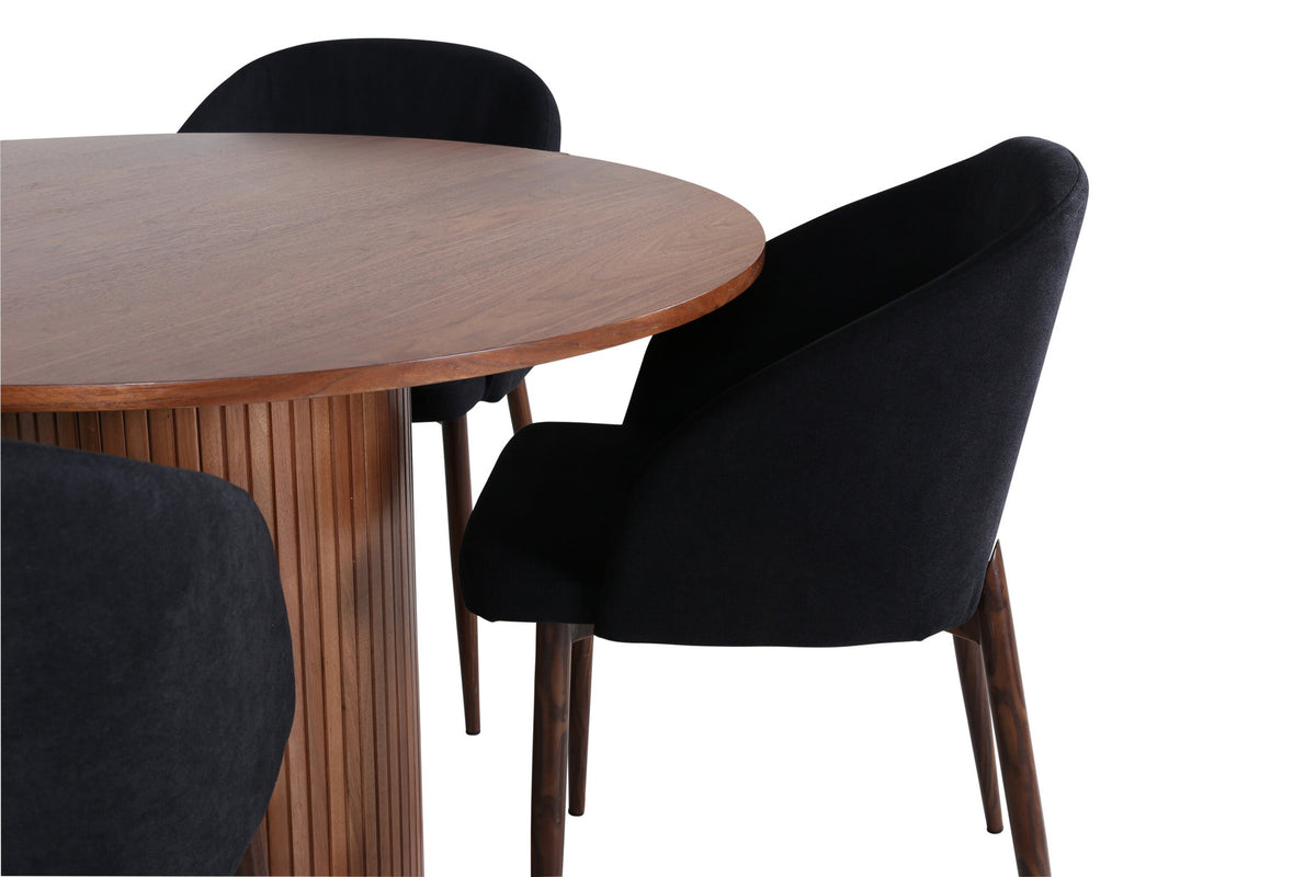 Bianca Esszimmerset + Arch ⌀110cm/4St. in Schwarze Walnuss präsentiert im Onlineshop von KAQTU Design AG. Esszimmerset ist von Venture Home