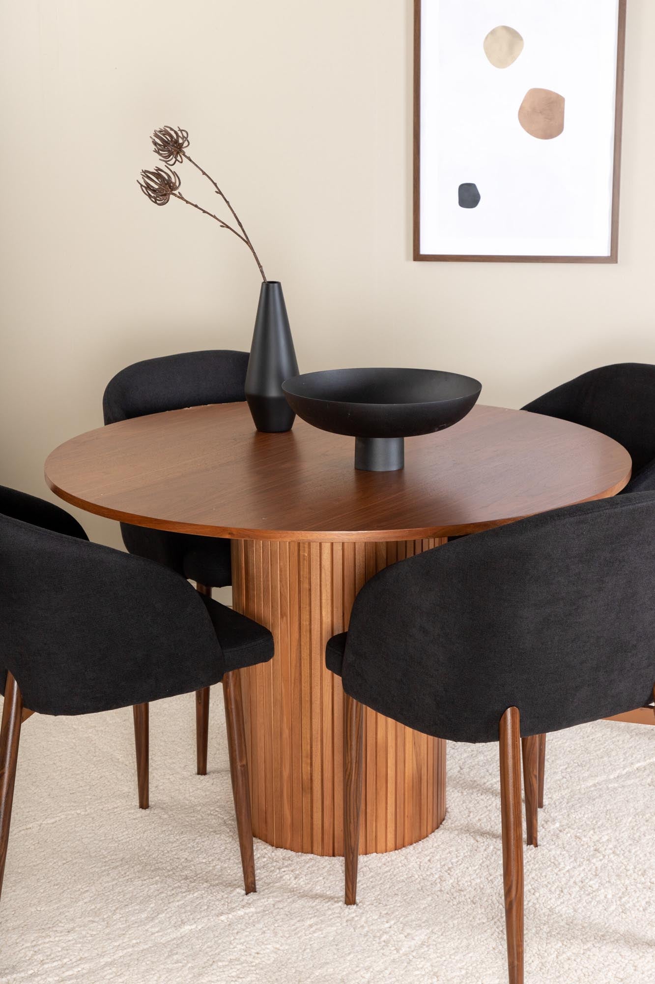 Bianca Esszimmerset + Arch ⌀110cm/4St. in Schwarze Walnuss präsentiert im Onlineshop von KAQTU Design AG. Esszimmerset ist von Venture Home