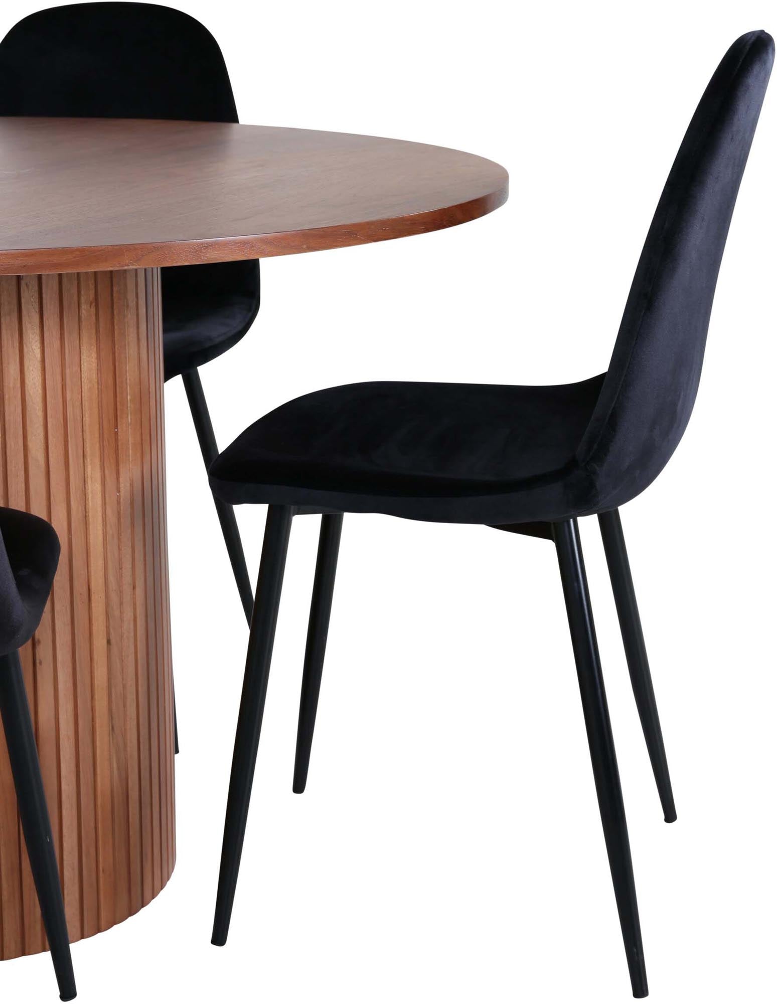 Bianca Esszimmerset + Polar ⌀110cm/4St. in Walnuss / Schwarz präsentiert im Onlineshop von KAQTU Design AG. Esszimmerset ist von Venture Home