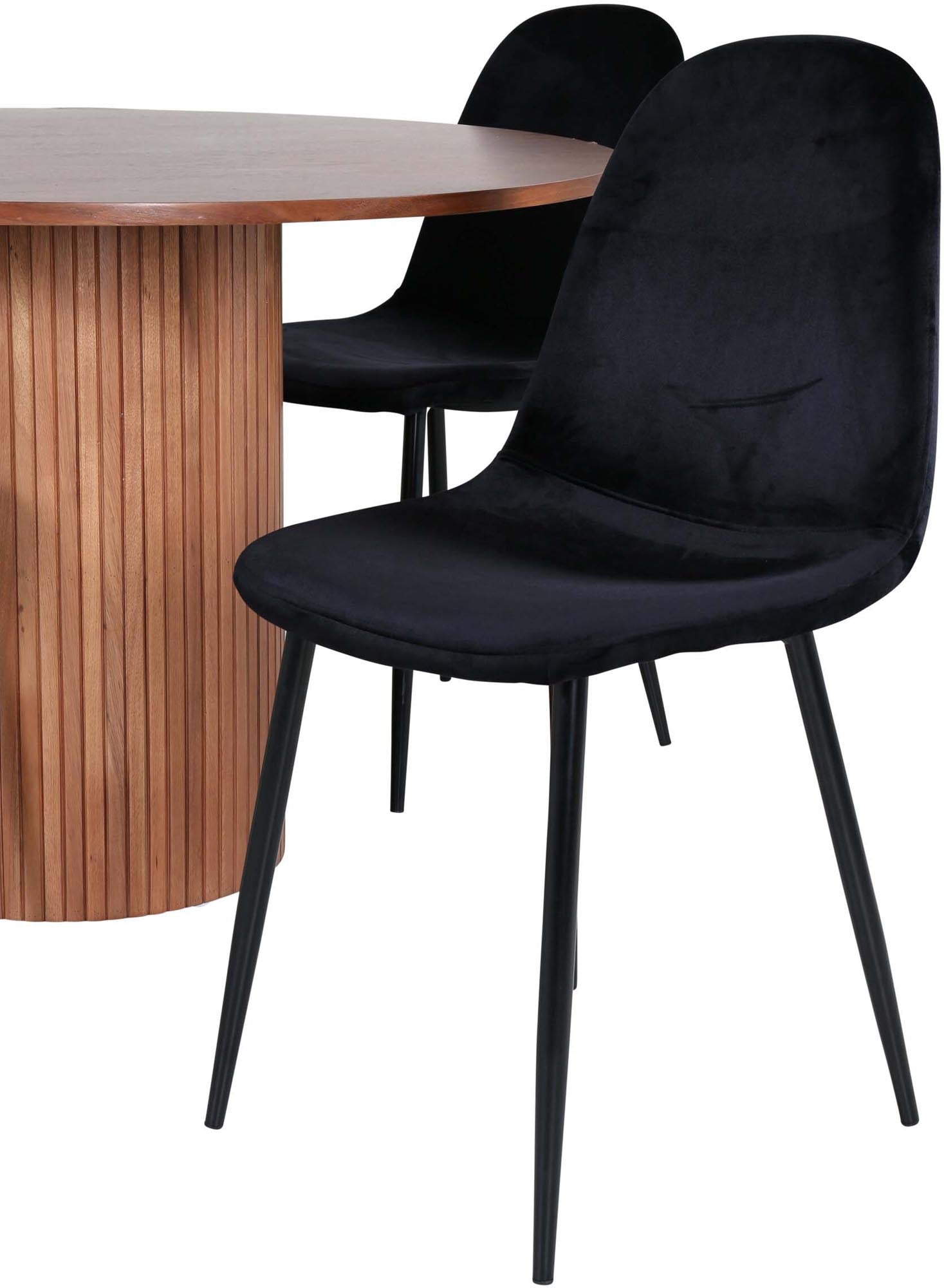 Bianca Esszimmerset + Polar ⌀110cm/4St. in Walnuss / Schwarz präsentiert im Onlineshop von KAQTU Design AG. Esszimmerset ist von Venture Home