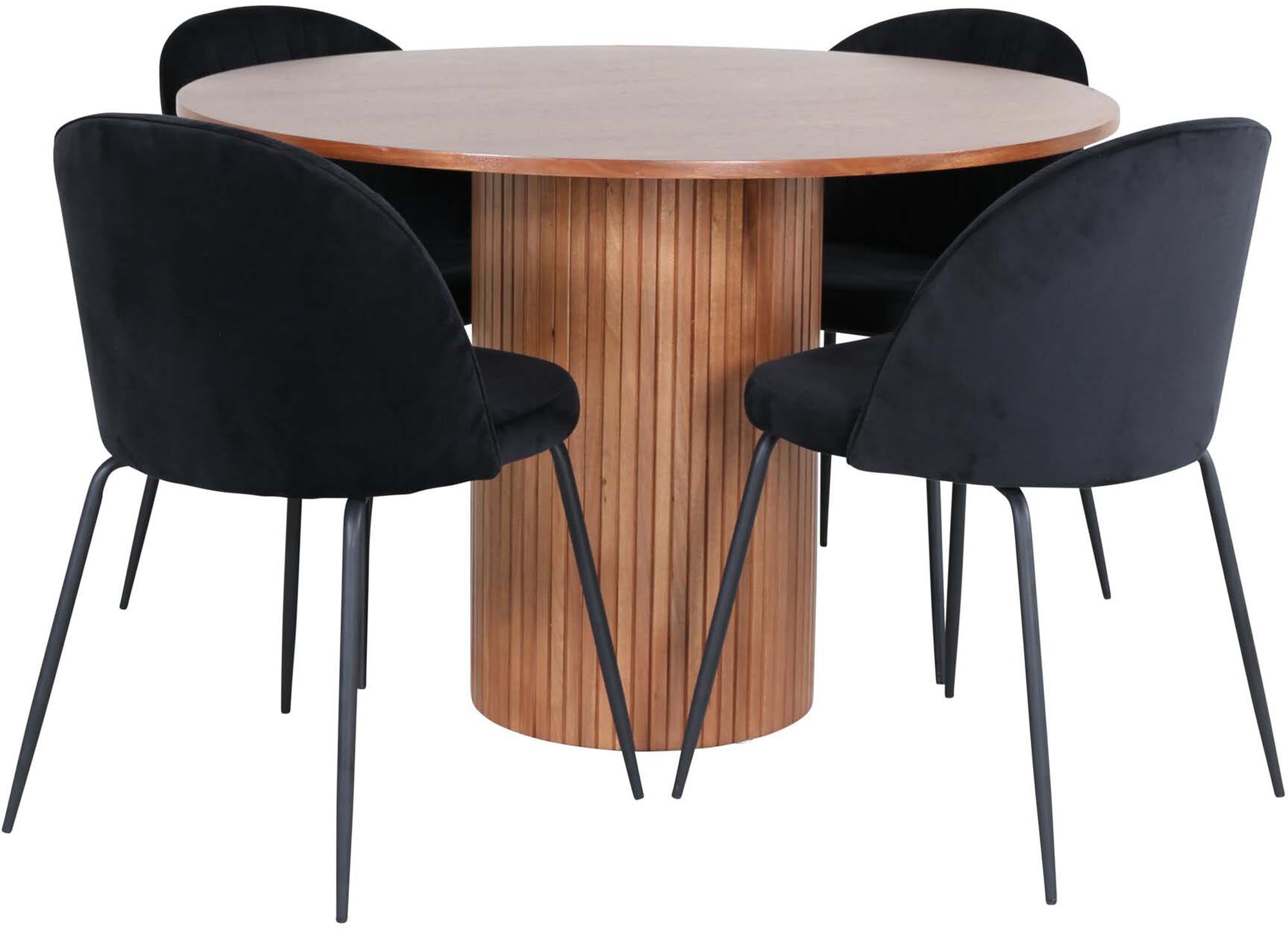 Bianca Esszimmerset + Wrinkles ⌀110cm/4St. in Schwarz präsentiert im Onlineshop von KAQTU Design AG. Esszimmerset ist von Venture Home