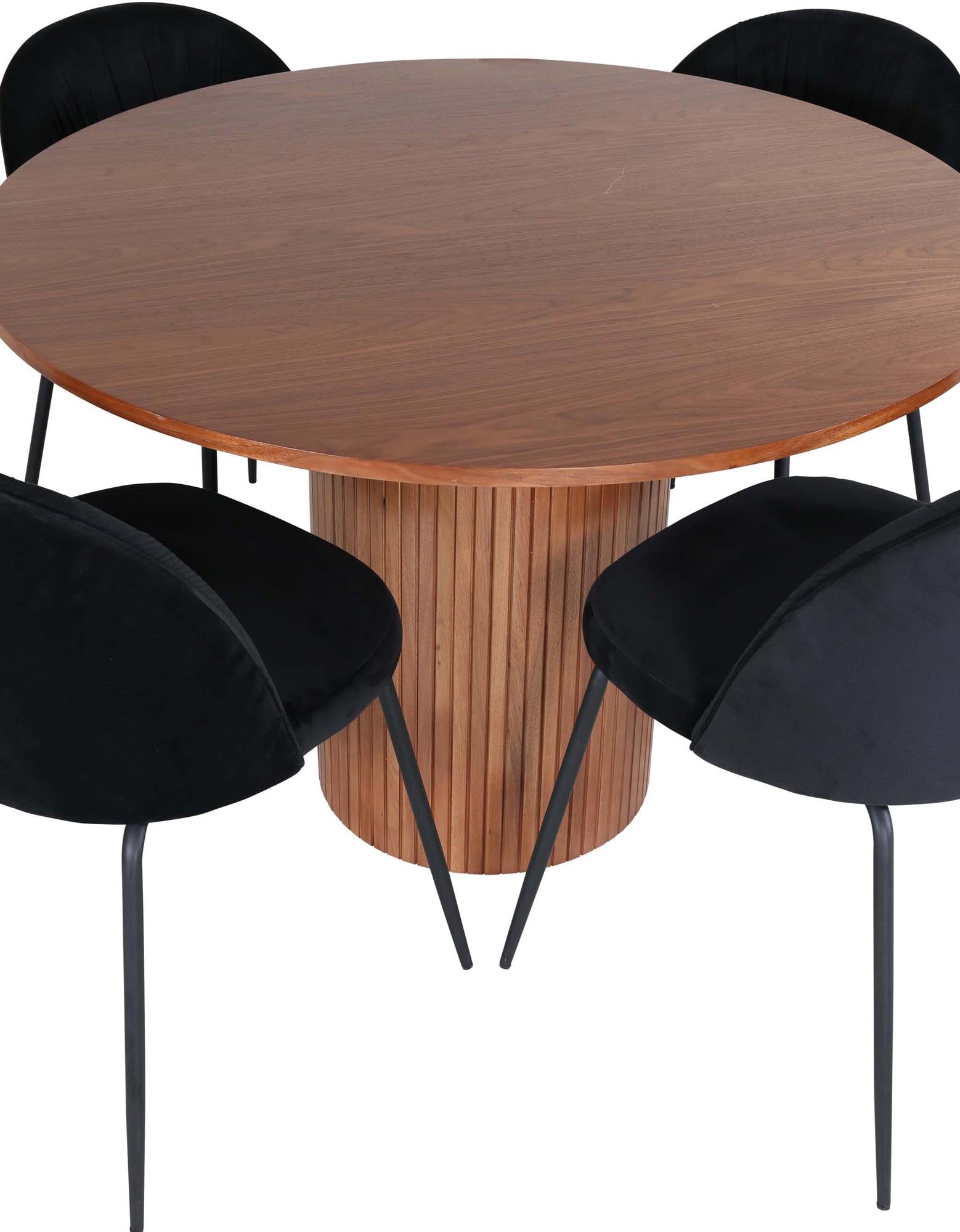 Bianca Esszimmerset + Wrinkles ⌀110cm/4St. in Schwarz präsentiert im Onlineshop von KAQTU Design AG. Esszimmerset ist von Venture Home