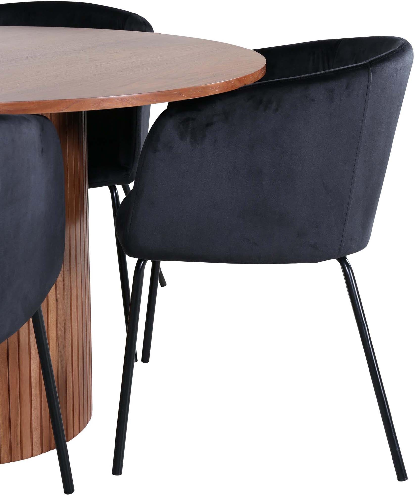 Bianca Esszimmerset + Berit ⌀110cm/4St. in Walnuss / Schwarz präsentiert im Onlineshop von KAQTU Design AG. Esszimmerset ist von Venture Home