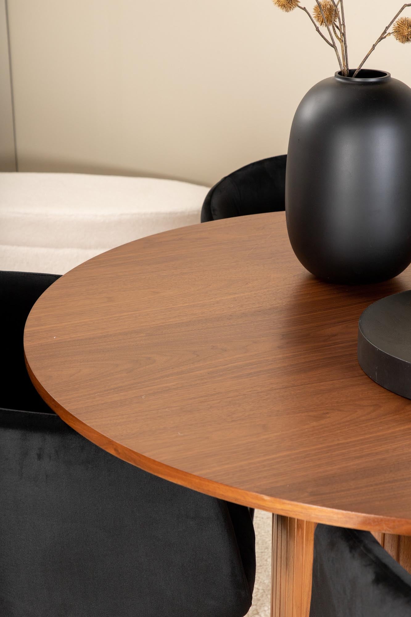 Stilvolles Bianca Esszimmerset: Runder Tisch mit 4 Stühlen, Ø110cm.