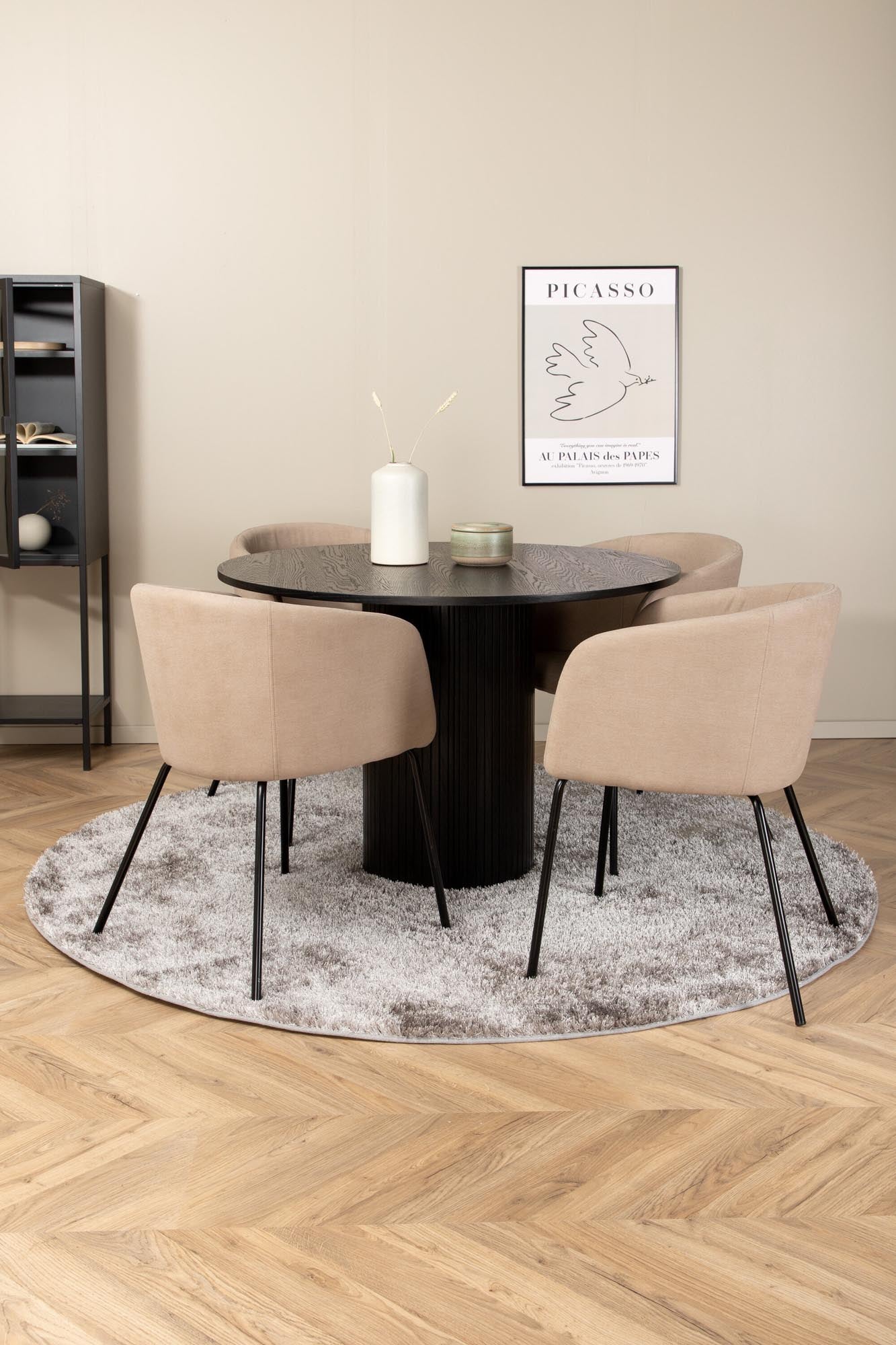 Bianca Esszimmerset + Berit ⌀110cm/4St. in Schwarz / Schwarz präsentiert im Onlineshop von KAQTU Design AG. Esszimmerset ist von Venture Home