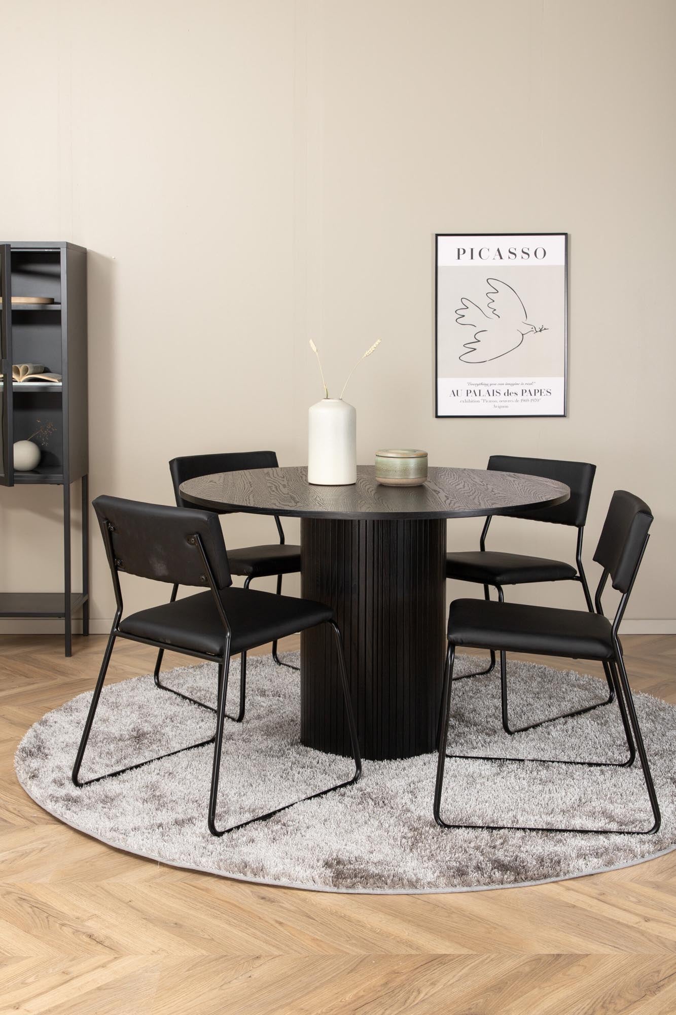 Bianca Esszimmerset + Kenth ⌀110cm/4St. in Schwarz präsentiert im Onlineshop von KAQTU Design AG. Esszimmerset ist von Venture Home