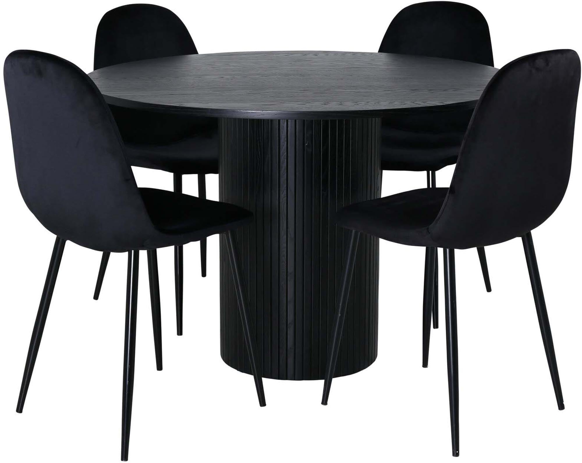 Stilvolles Bianca Esszimmerset: Runder Tisch mit 4 Stühlen, elegant.