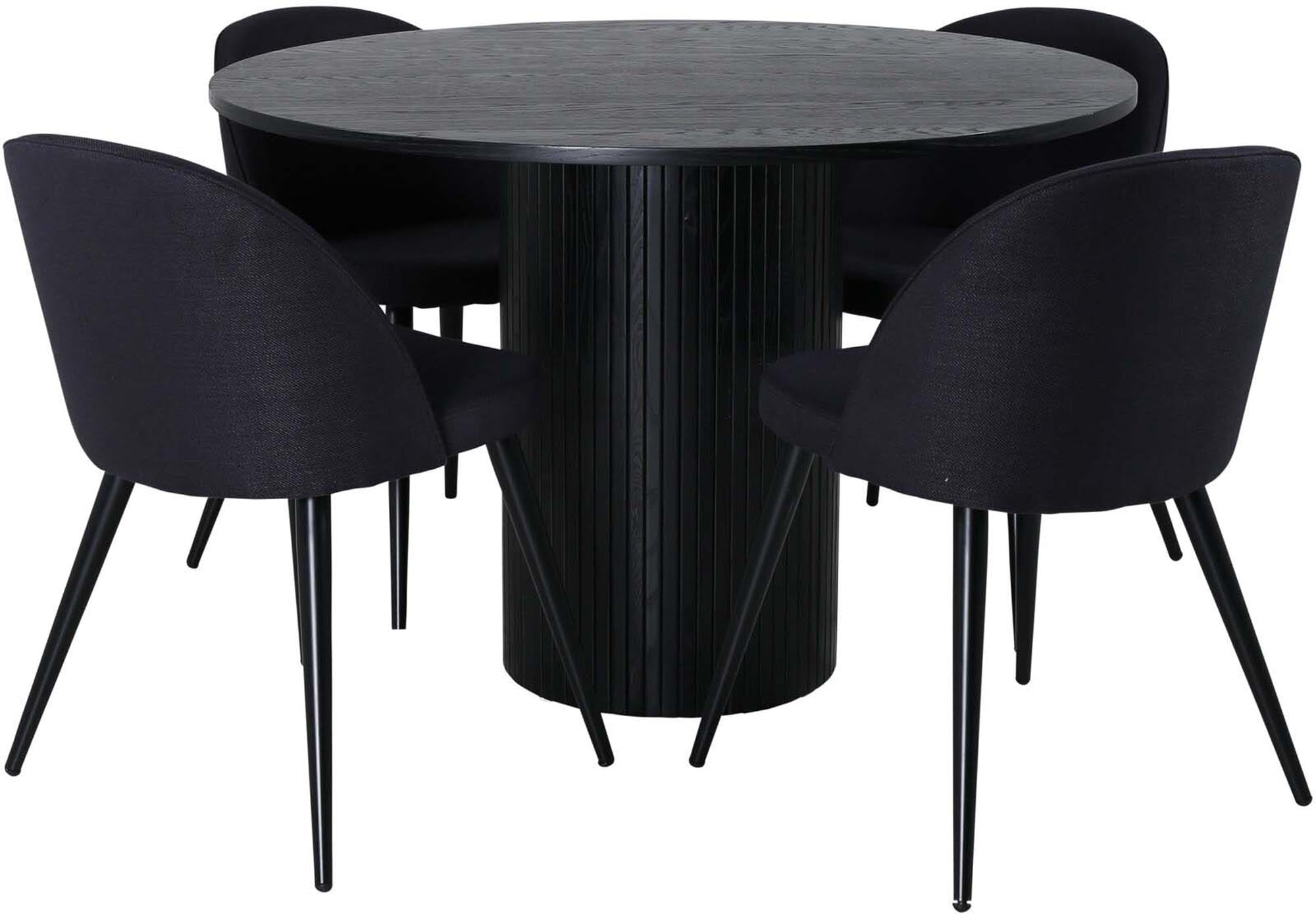 Bianca Esszimmerset + Velvet ⌀110cm/4St. in Schwarz präsentiert im Onlineshop von KAQTU Design AG. Esszimmerset ist von Venture Home