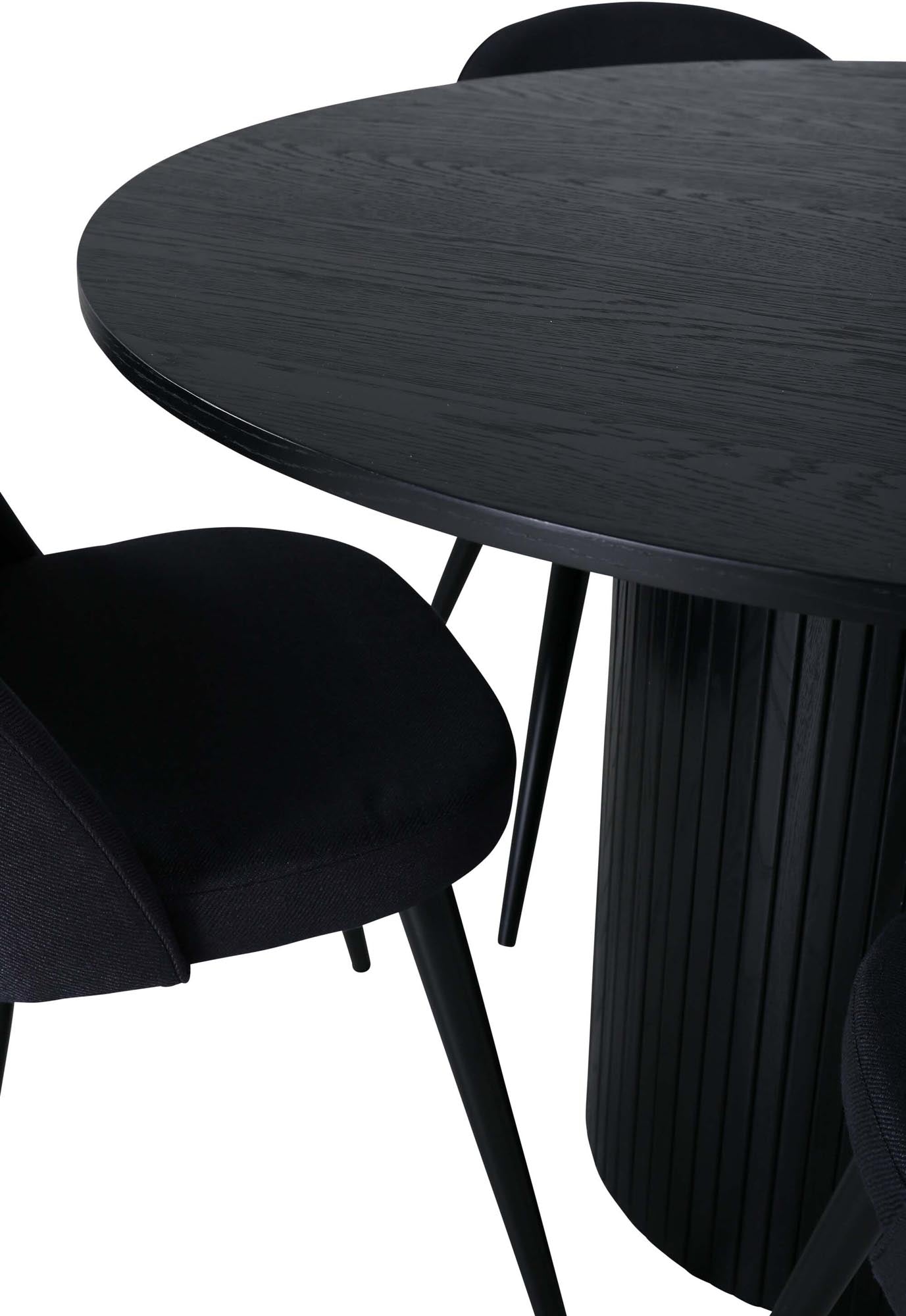 Bianca Esszimmerset + Velvet ⌀110cm/4St. in Schwarz präsentiert im Onlineshop von KAQTU Design AG. Esszimmerset ist von Venture Home