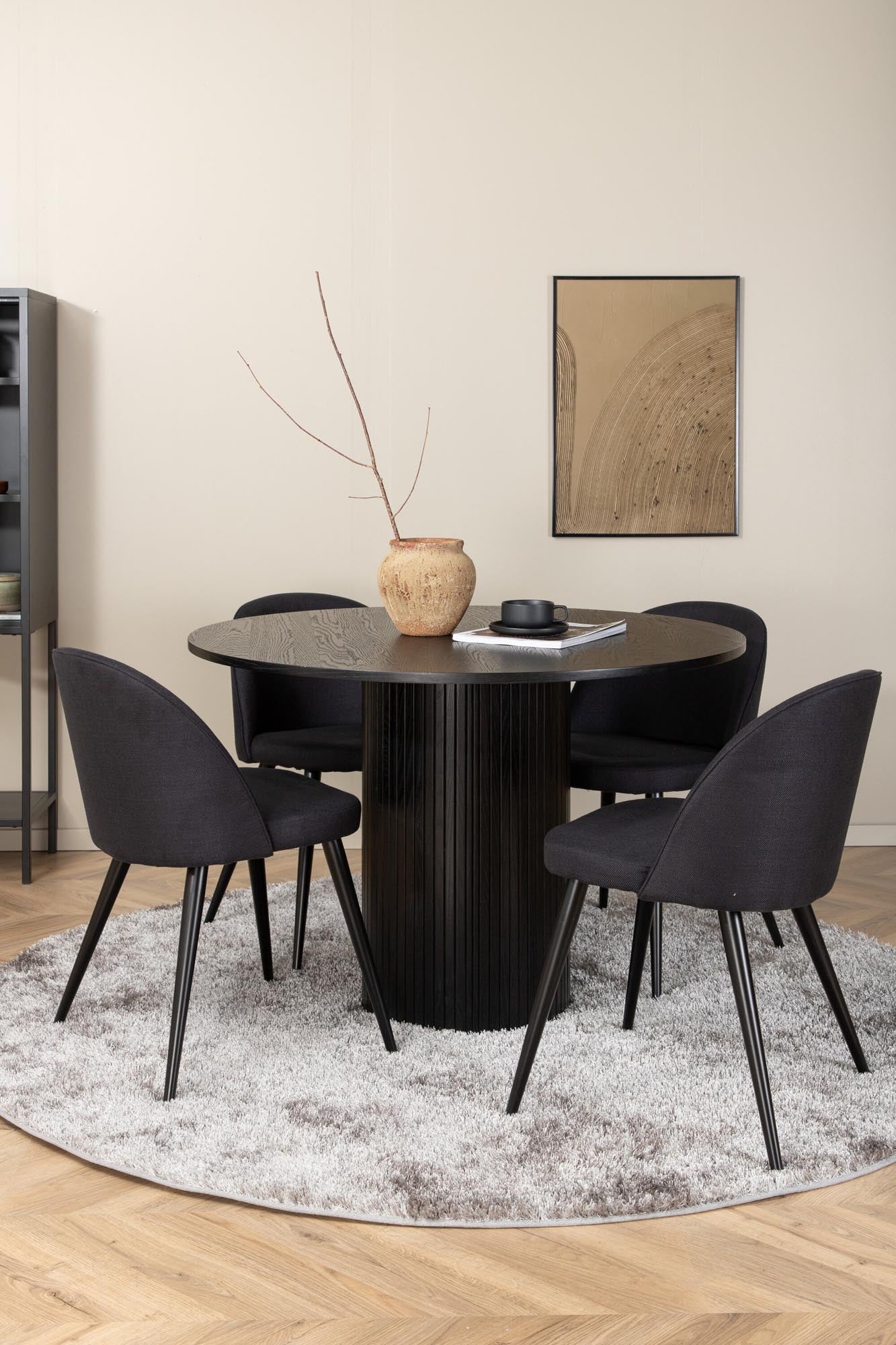 Bianca Esszimmerset + Velvet ⌀110cm/4St. in Schwarz präsentiert im Onlineshop von KAQTU Design AG. Esszimmerset ist von Venture Home
