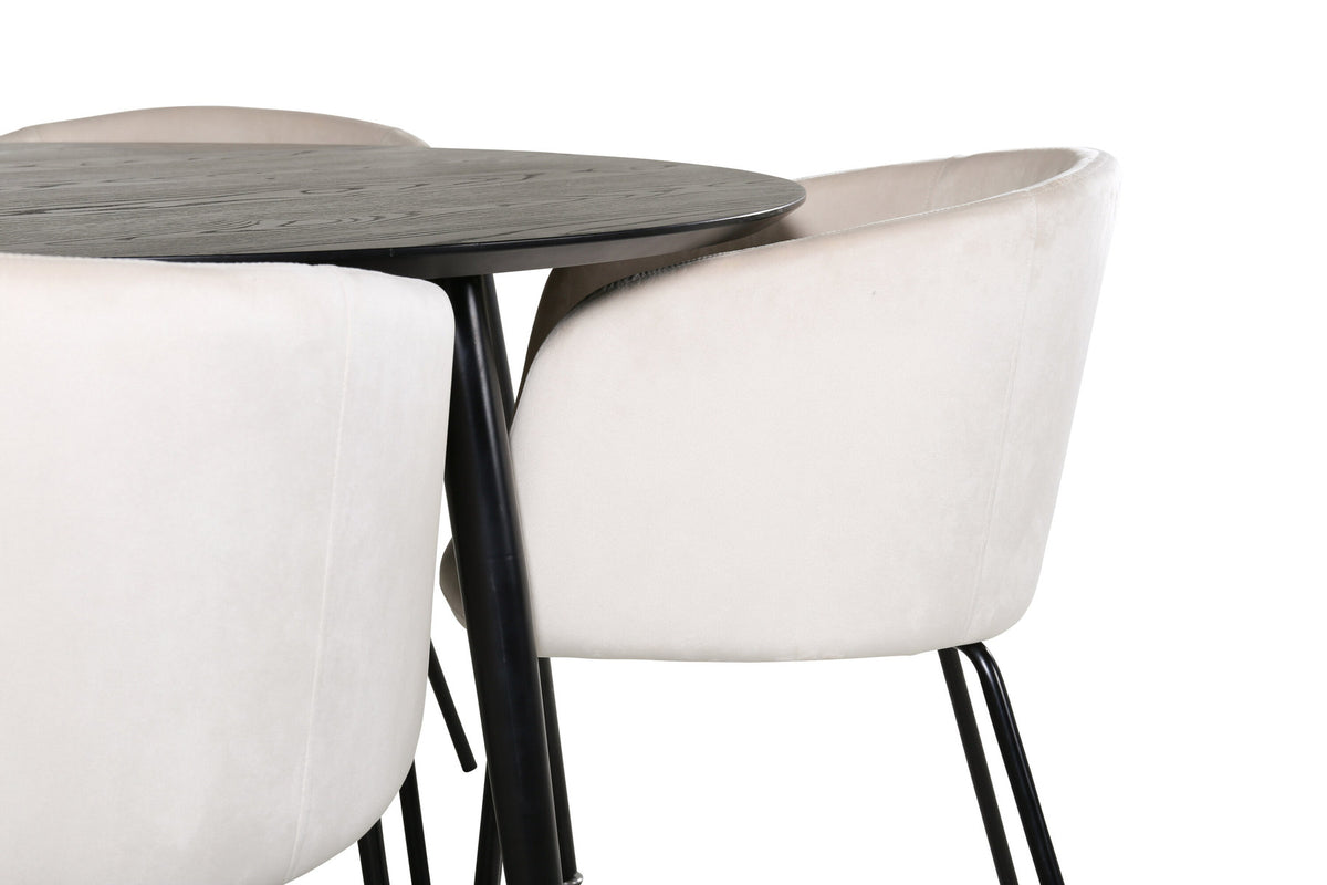 Dipp Esszimmerset + Berit ⌀115cm/4St. in Beige, Schwarz präsentiert im Onlineshop von KAQTU Design AG. Esszimmerset ist von Venture Home
