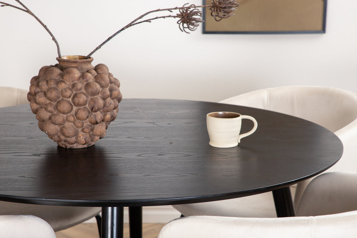 Dipp Esszimmerset + Berit ⌀115cm/4St. in Beige, Schwarz präsentiert im Onlineshop von KAQTU Design AG. Esszimmerset ist von Venture Home