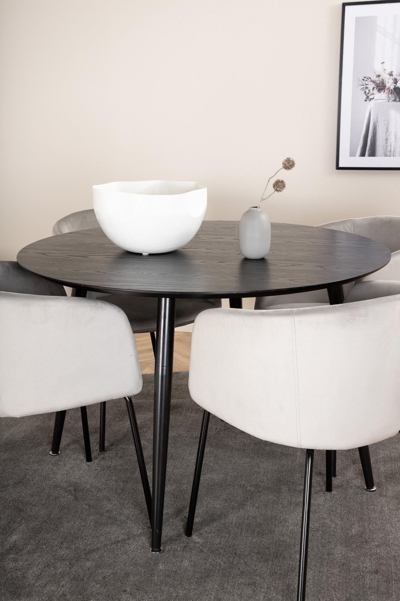 Modernes Dipp Esszimmerset mit 4 Berit Stühlen, ⌀115cm, von Venture Home.