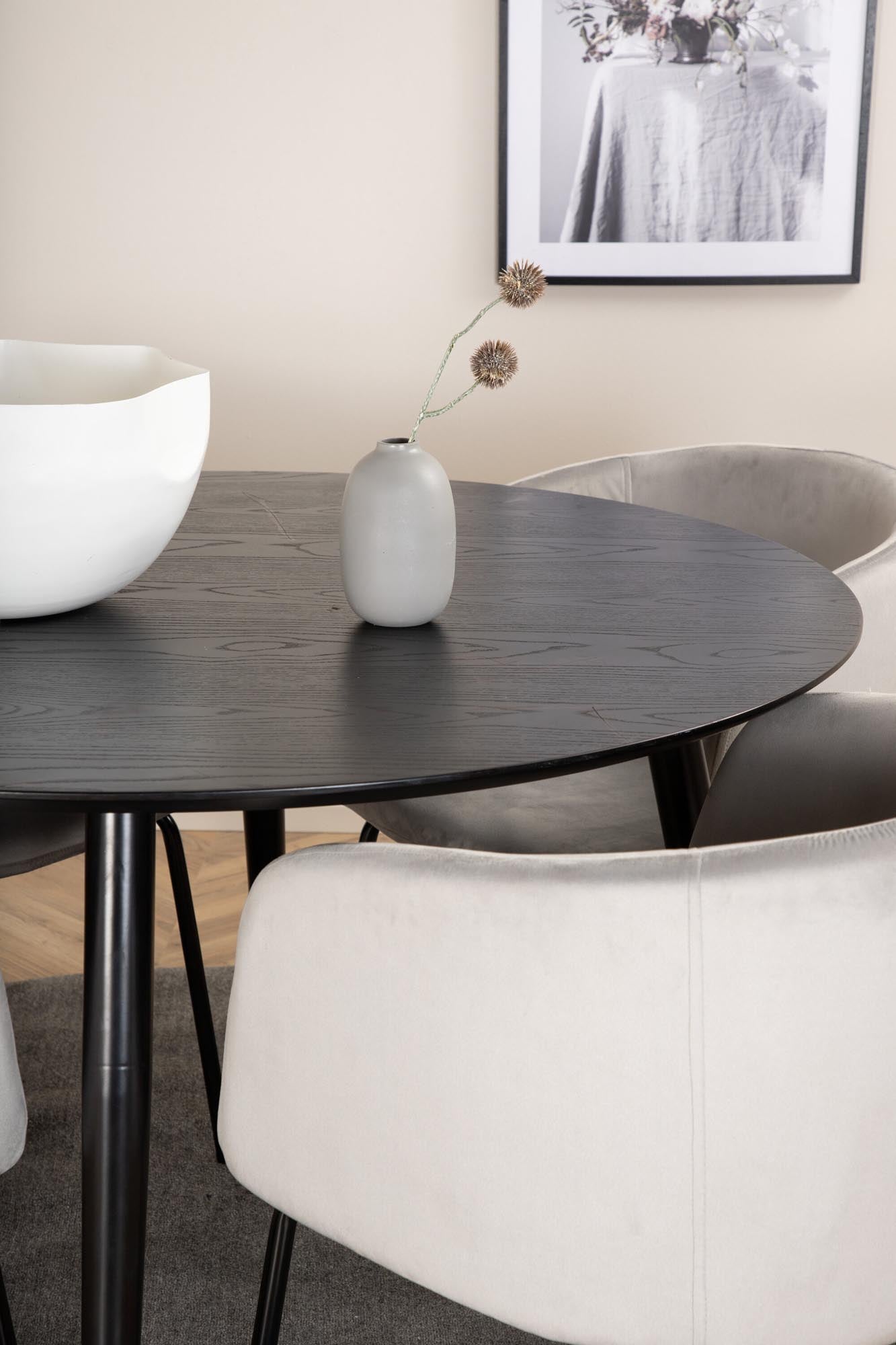 Dipp Esszimmerset + Berit ⌀115cm/4St. in Schwarzgrau präsentiert im Onlineshop von KAQTU Design AG. Esszimmerset ist von Venture Home