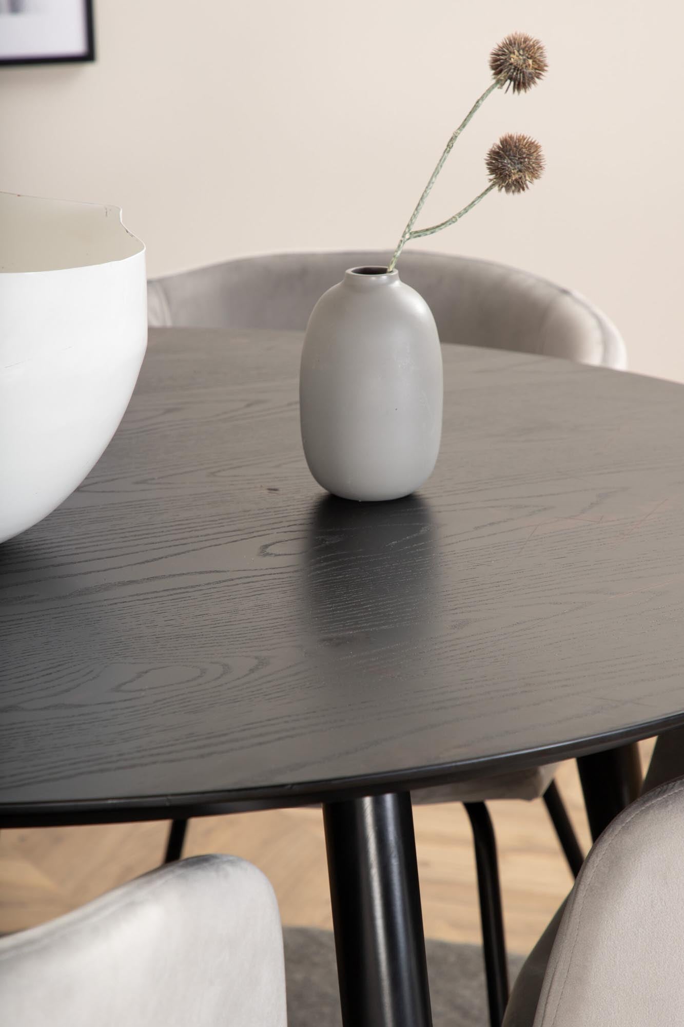 Elegantes Dipp Esszimmerset mit 4 Berit Stühlen, ⌀115cm, von Venture Home.