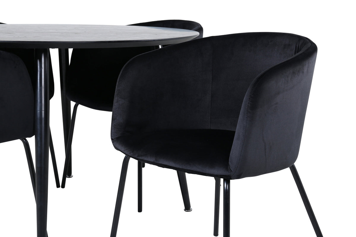 Dipp Esszimmerset + Berit ⌀115cm/4St. in Schwarz präsentiert im Onlineshop von KAQTU Design AG. Esszimmerset ist von Venture Home