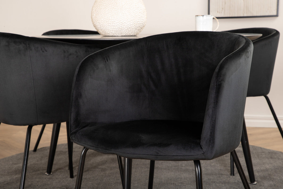 Dipp Esszimmerset + Berit ⌀115cm/4St. in Schwarz präsentiert im Onlineshop von KAQTU Design AG. Esszimmerset ist von Venture Home